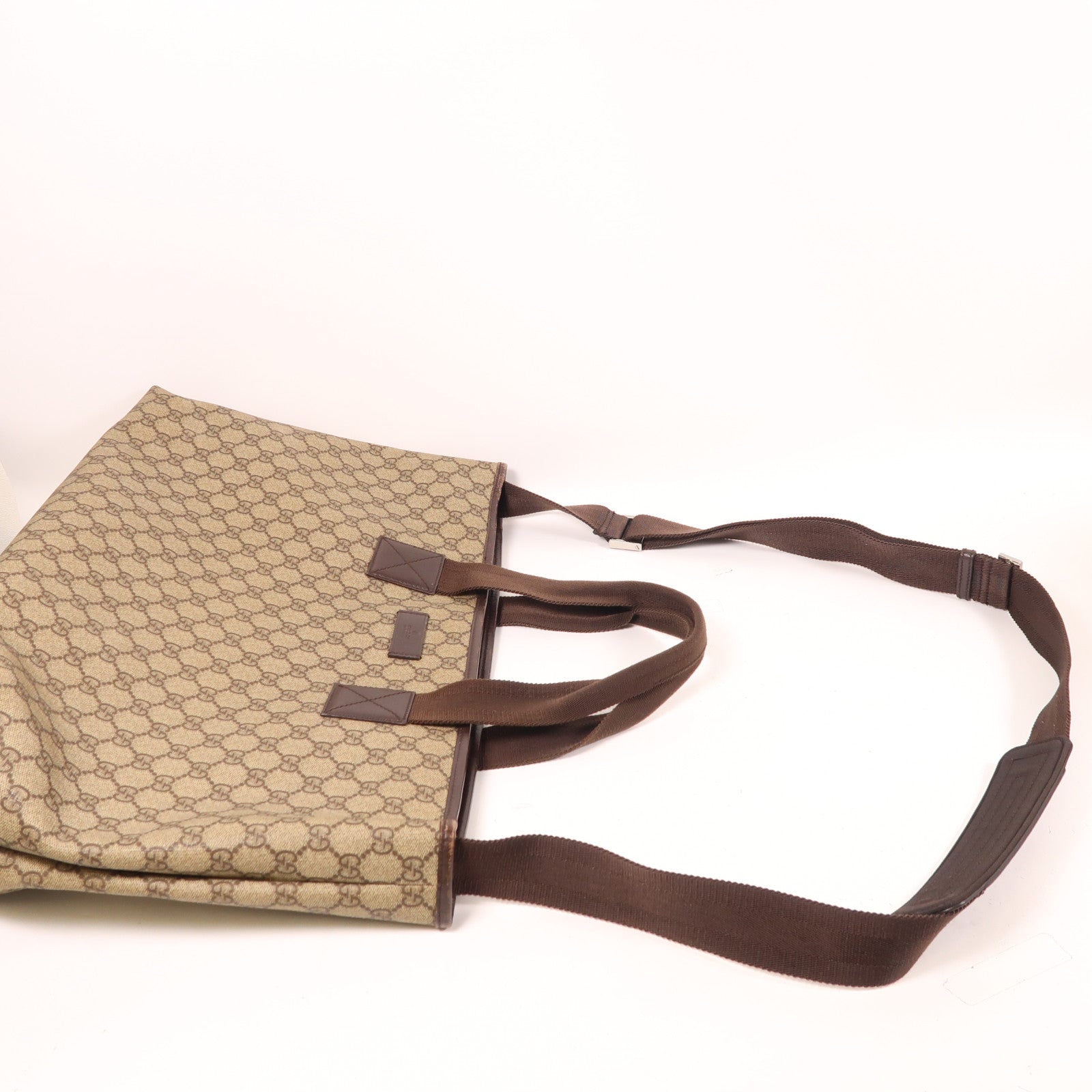 GUCCI 塗層帆布2 Way Shoulder銀扣手挽肩背兩用袋