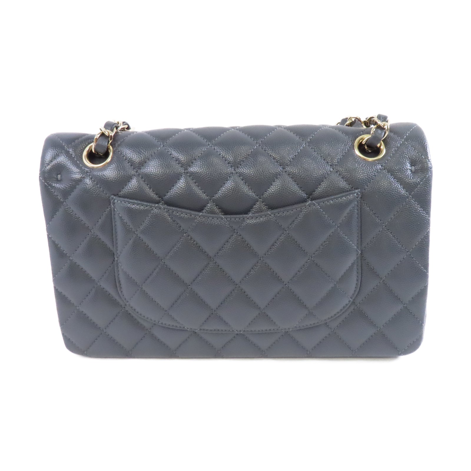 CHANEL 菱格牛皮皮革Classic 25金扣鏈帶肩背袋灰色