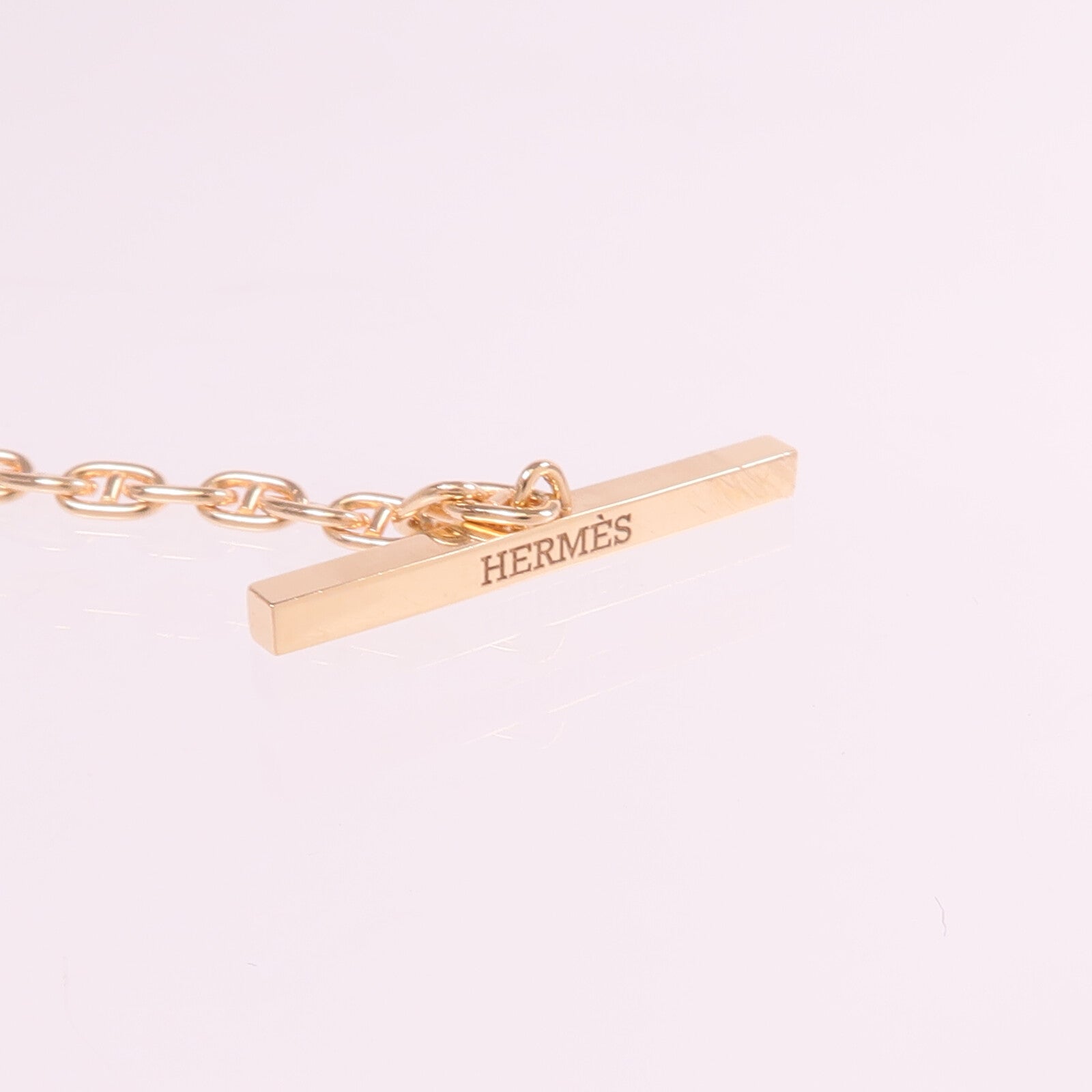 HERMES 18K玫瑰金Chaine d'ancre Contour Bracelet鑽石手鏈