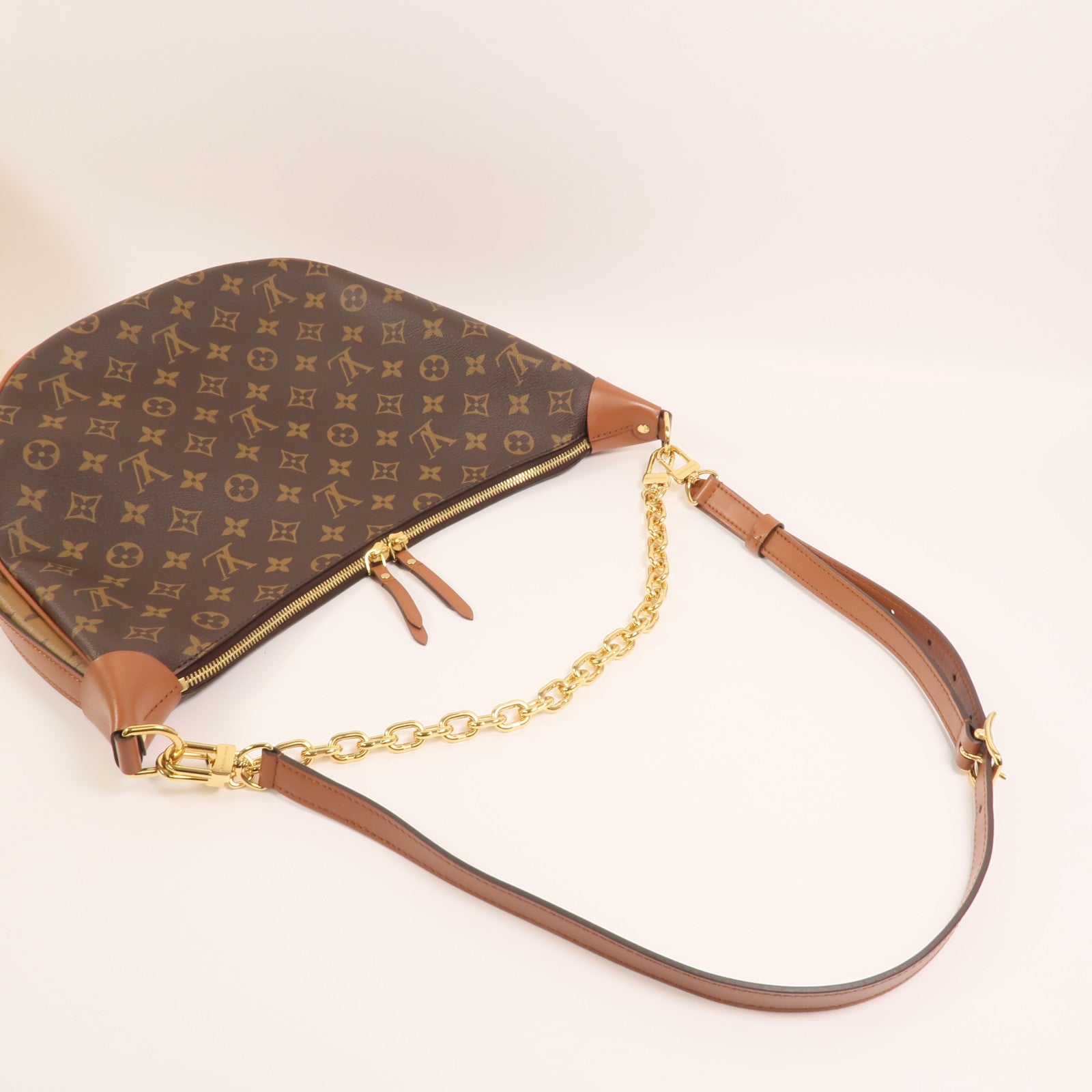 LOUIS VUITTON Monogram Reverse Loop Hobo金扣手挽肩背兩用袋