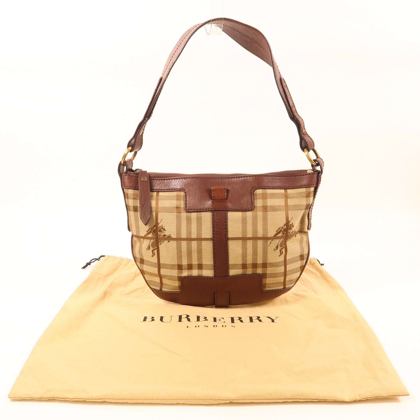 BURBERRY GHW Shoulder Bag Canvas Brown