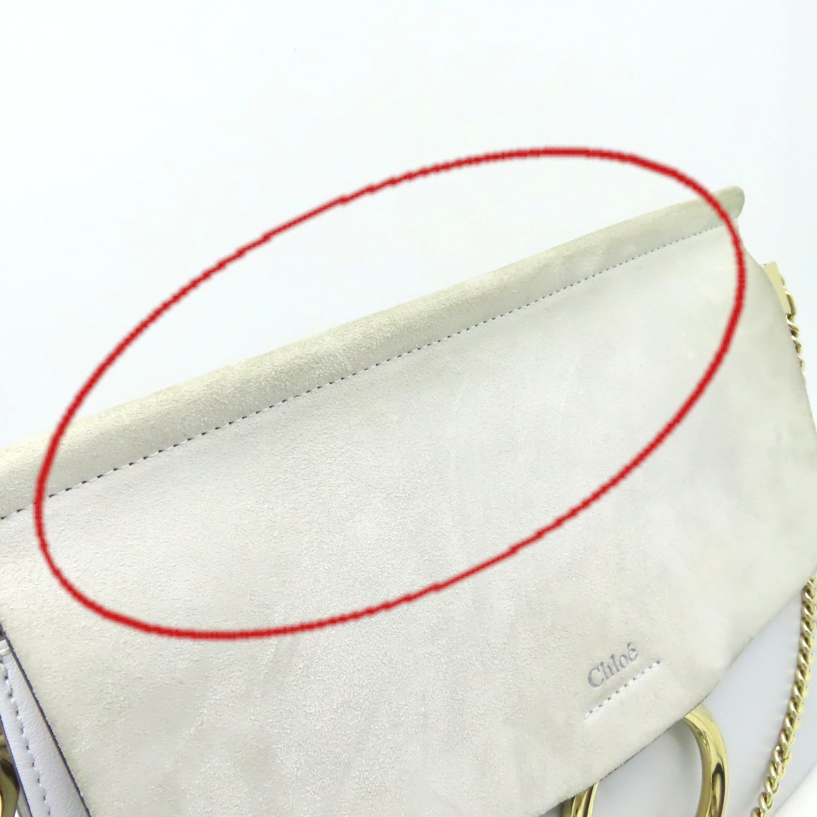 Chloe 【激減優惠】牛皮皮革/麂皮皮革Faye Shoulder Bag肩背袋灰色