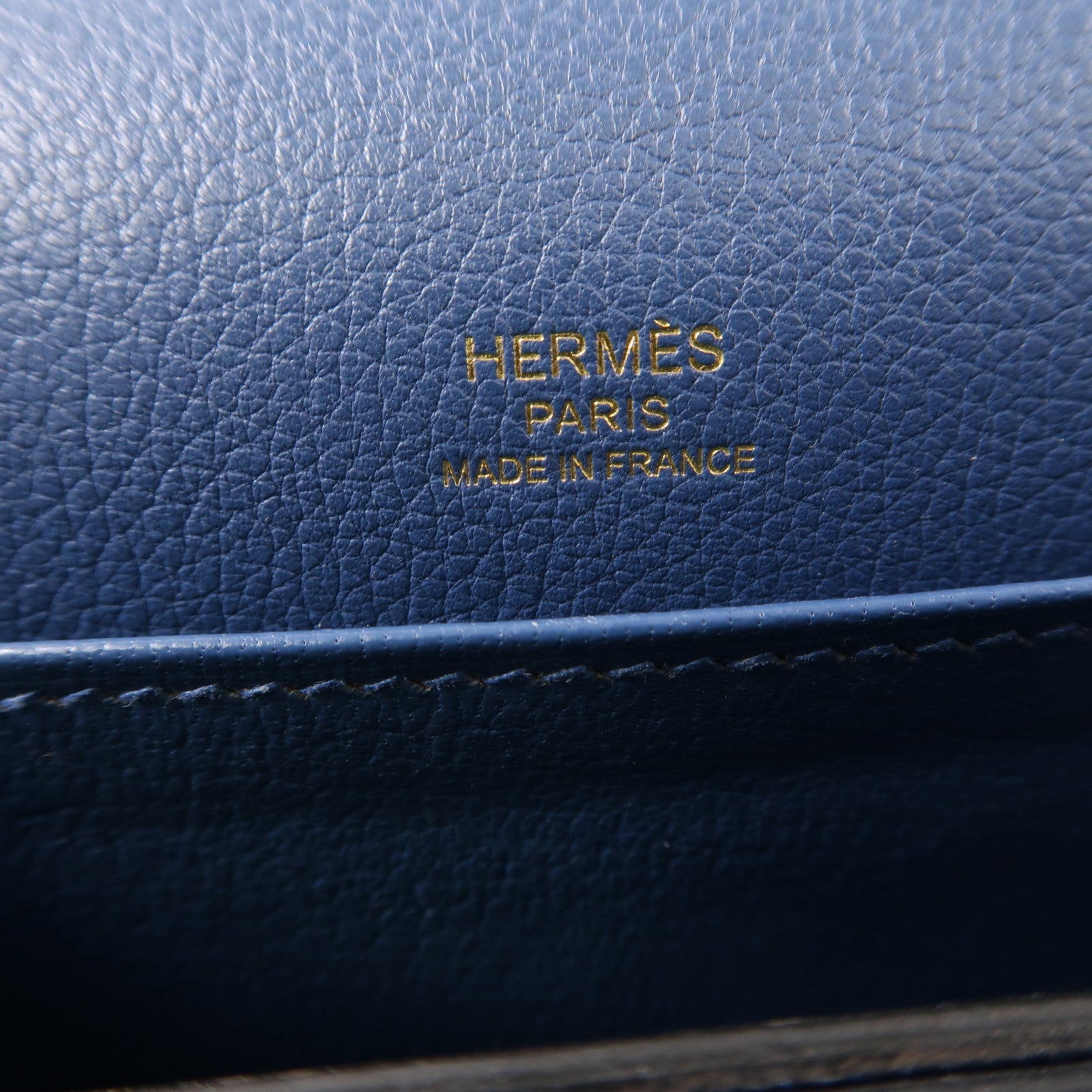 HERMES Evercolor皮革Mini Roulis金扣肩背袋Bleu Agate/藍色