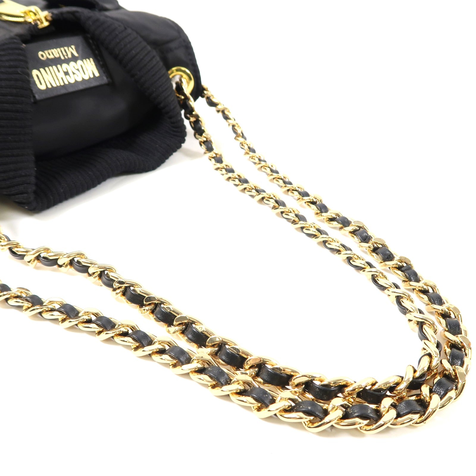 MOSCHINO 尼龍Shoulder Bag金扣肩背袋黑色