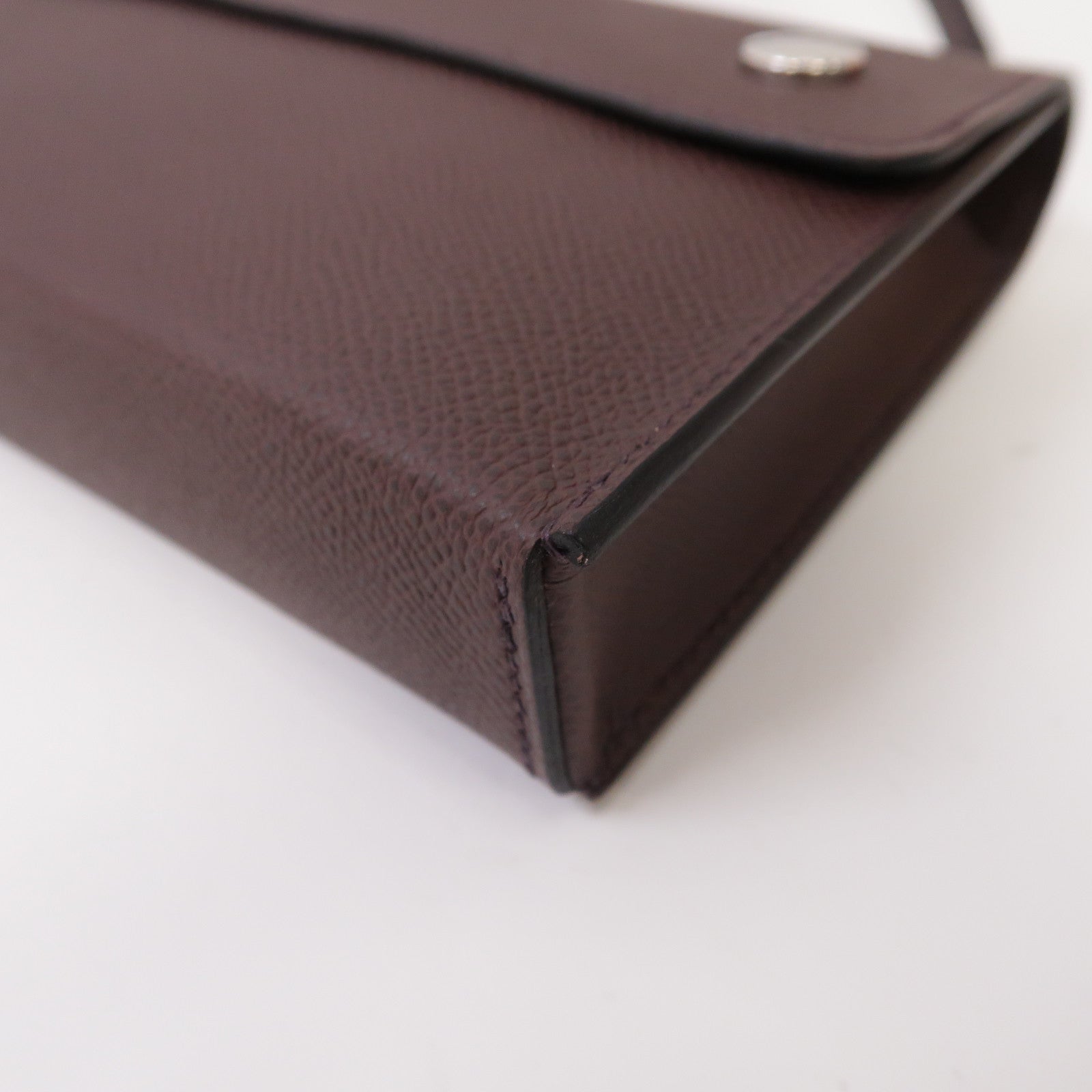 HERMES Epsom皮革Hermesnap Wallet銀扣肩背袋Rouge Sellier馬鞍紅色