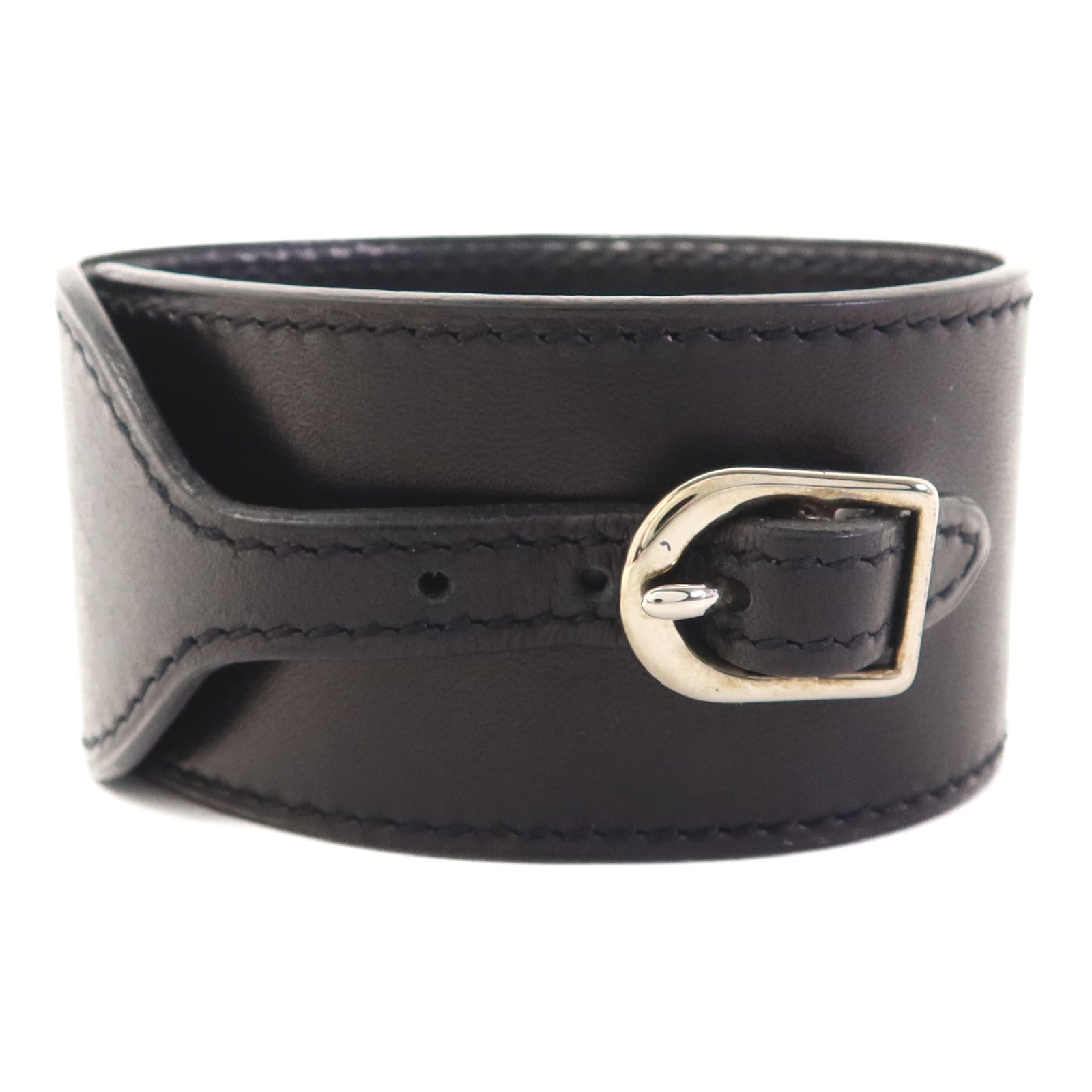 HERMES 皮革Bangle銀扣手鐲