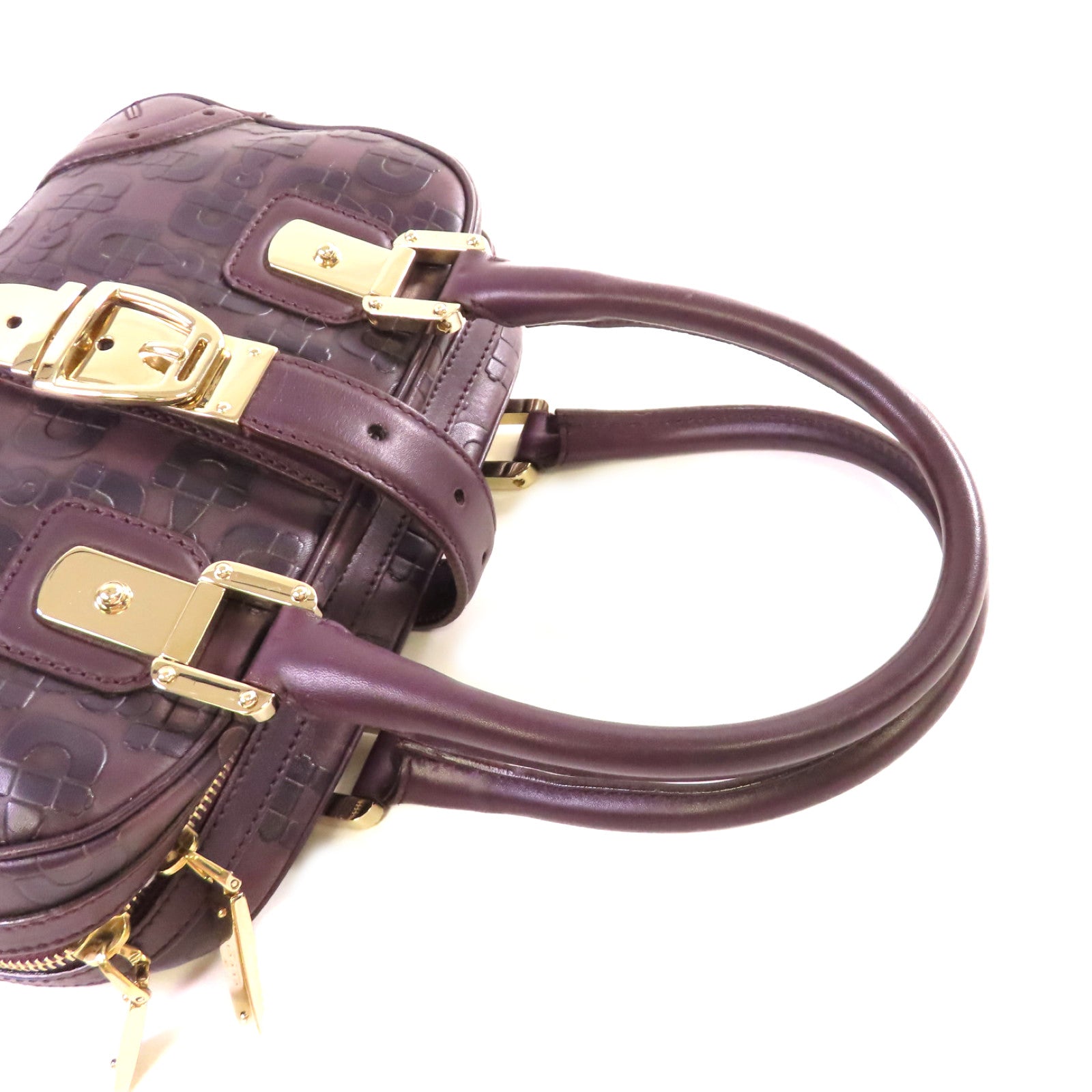 GUCCI 牛皮皮革Horsebit Handbag金扣手挽袋紫色
