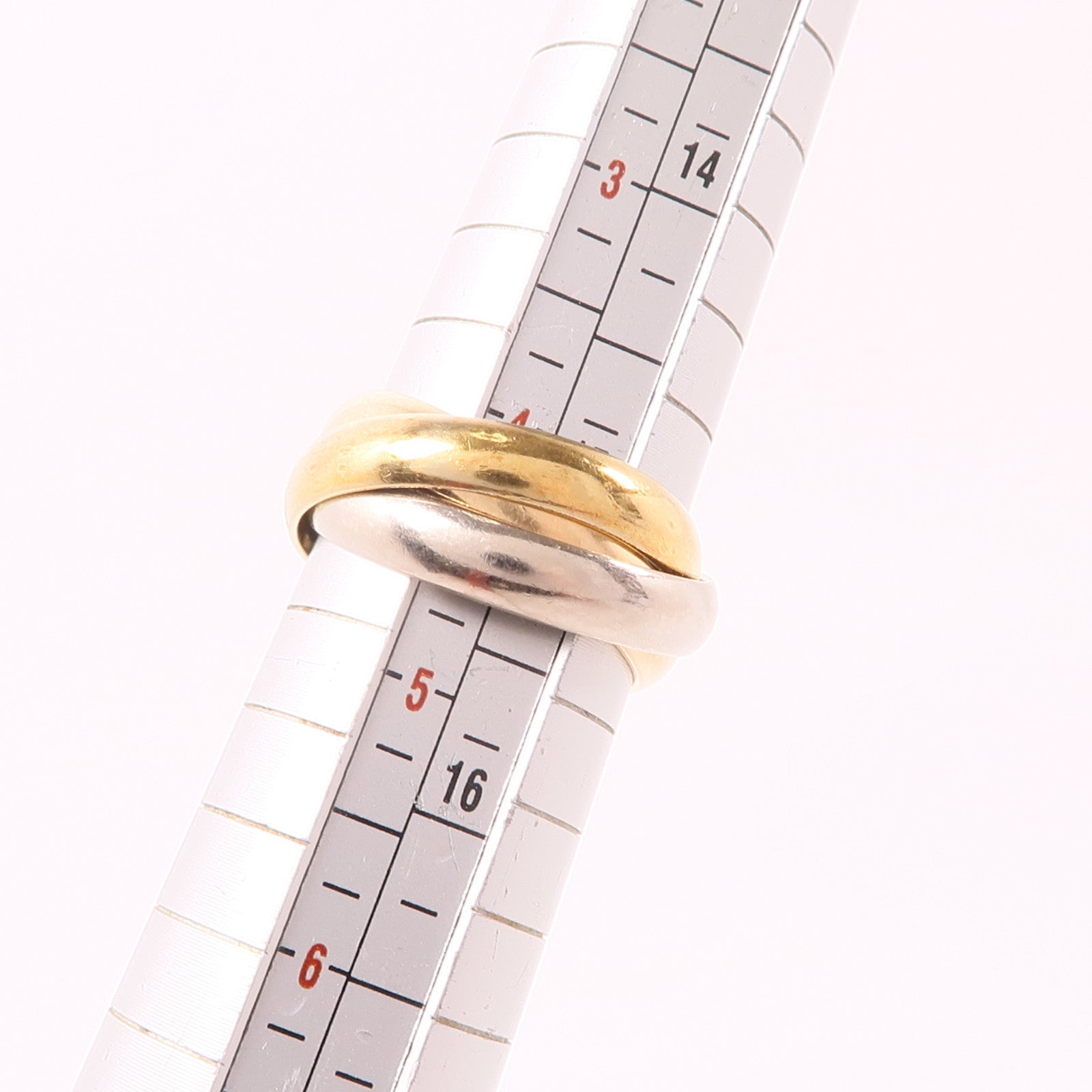 CARTIER 18K黃金/白金/玫瑰金Trinity戒指Cartier#48/US#4.5