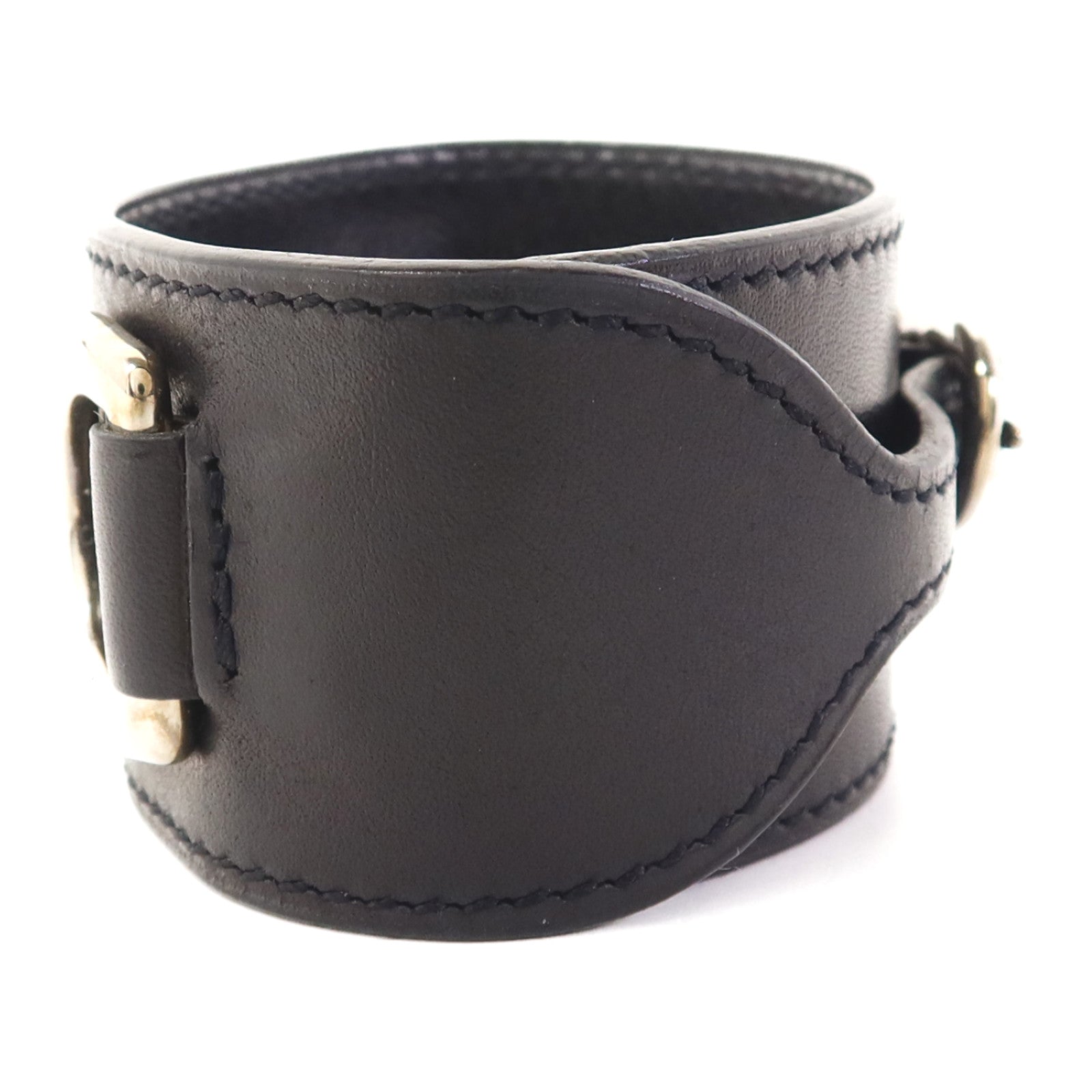 HERMES 皮革Bangle銀扣手鐲