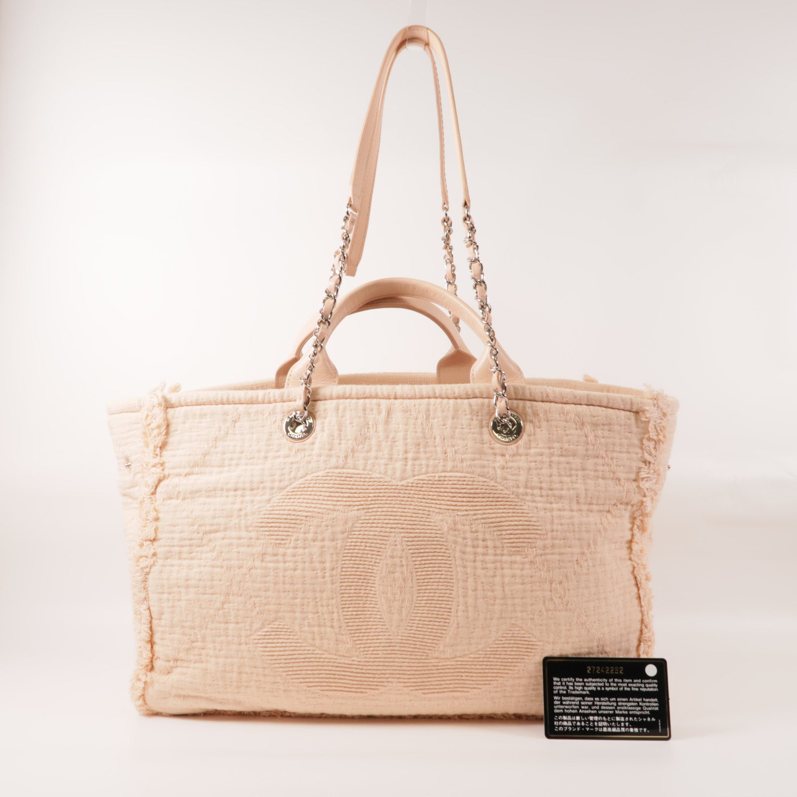 CHANEL 帆布Totebag銀扣手挽肩背兩用袋