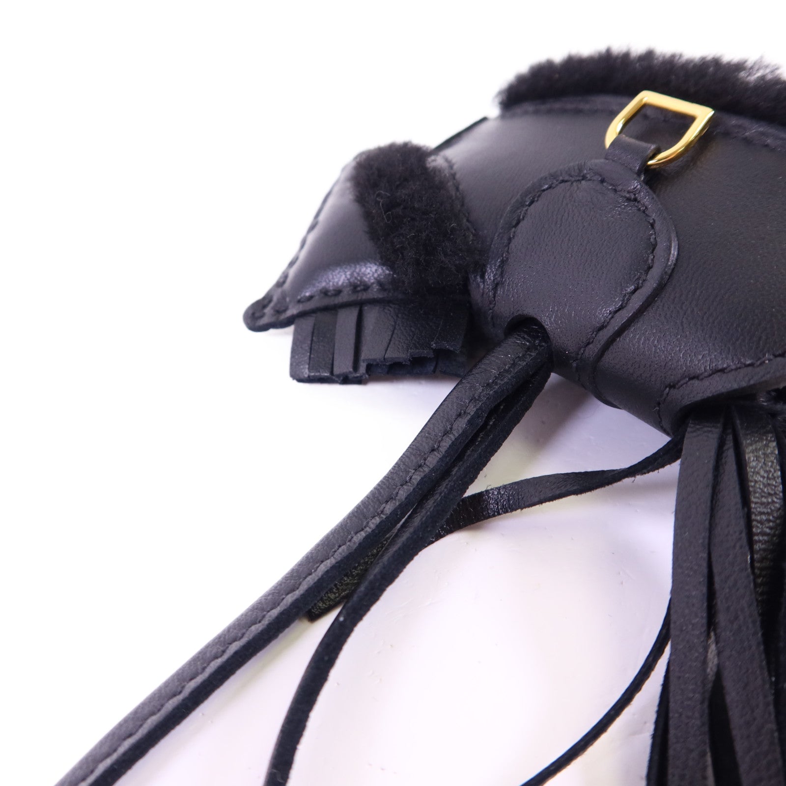 HERMES Milo皮革/羊毛Robeo Plush PM金扣掛飾