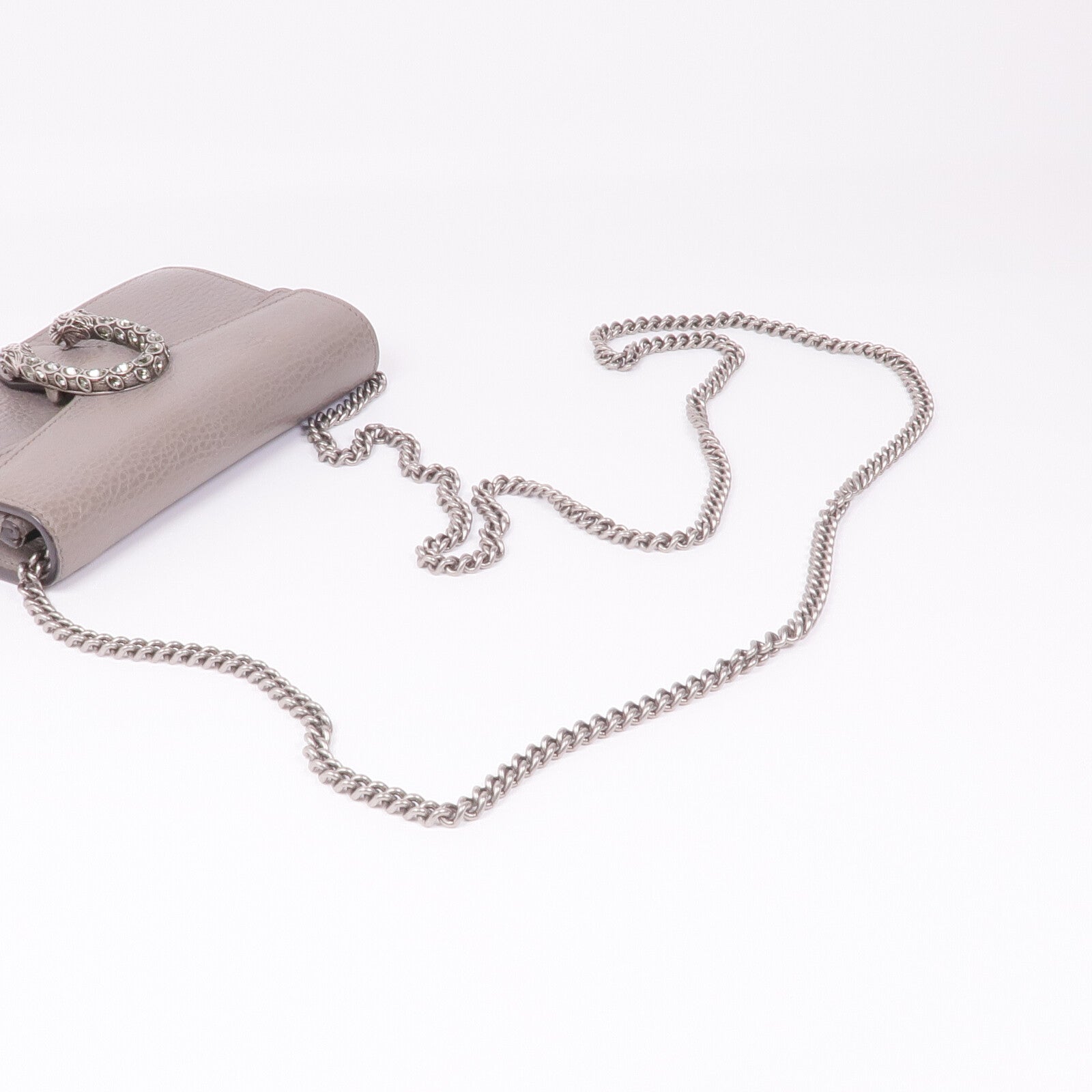 GUCCI 牛皮皮革Chain Shoulder銀扣鏈帶肩背袋