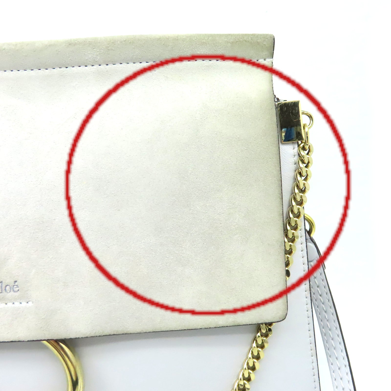 Chloe 【激減優惠】牛皮皮革/麂皮皮革Faye Shoulder Bag肩背袋灰色