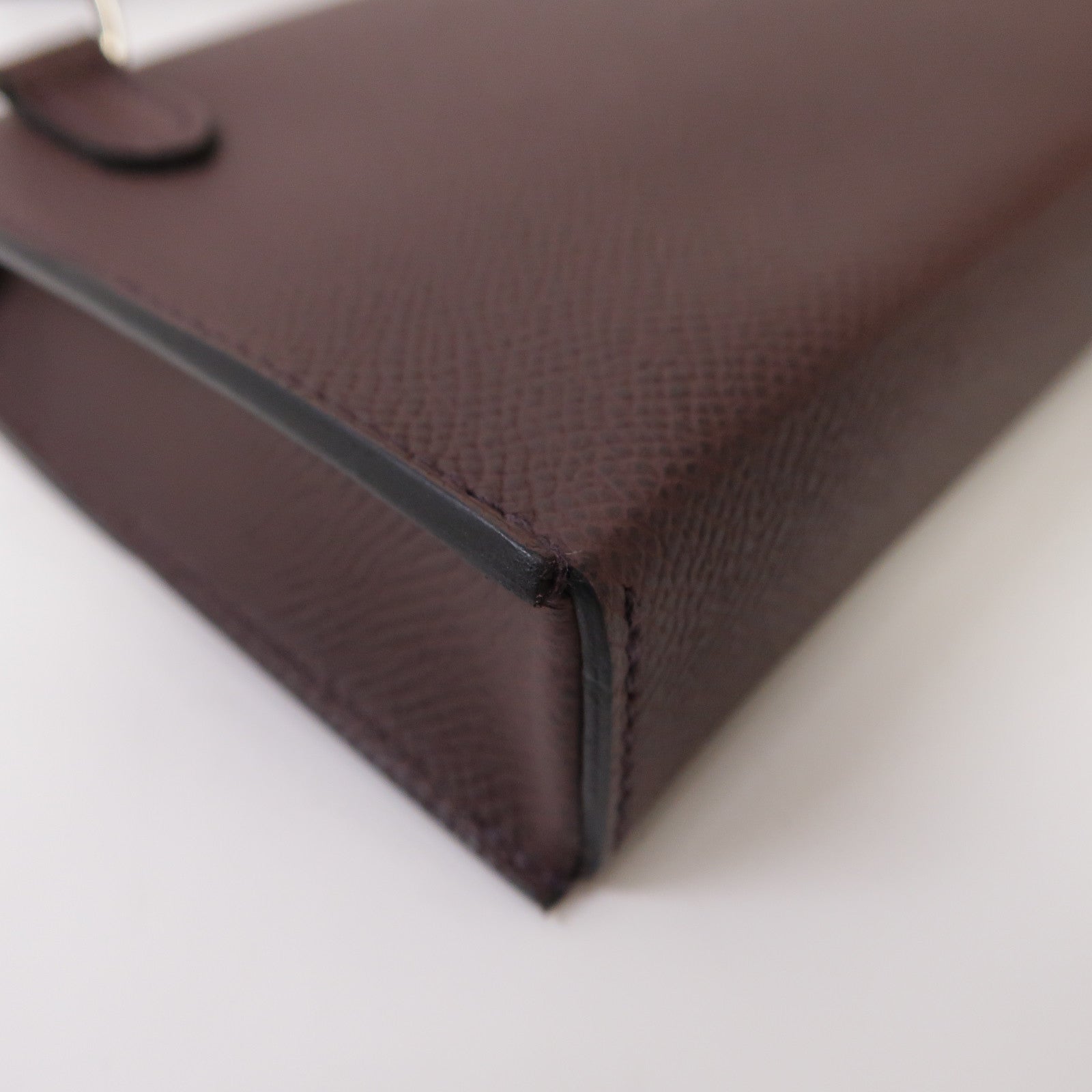 HERMES Epsom皮革Hermesnap Wallet銀扣肩背袋Rouge Sellier馬鞍紅色