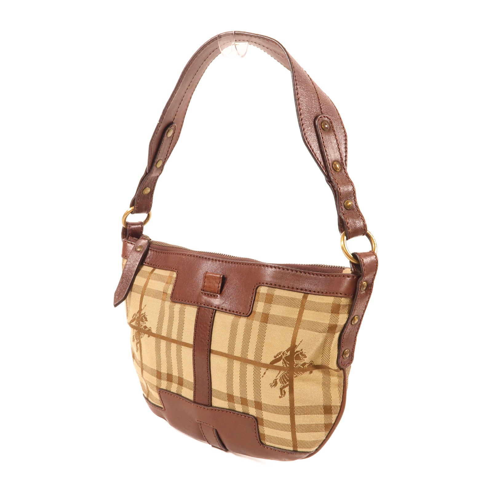 BURBERRY GHW Shoulder Bag Canvas Brown