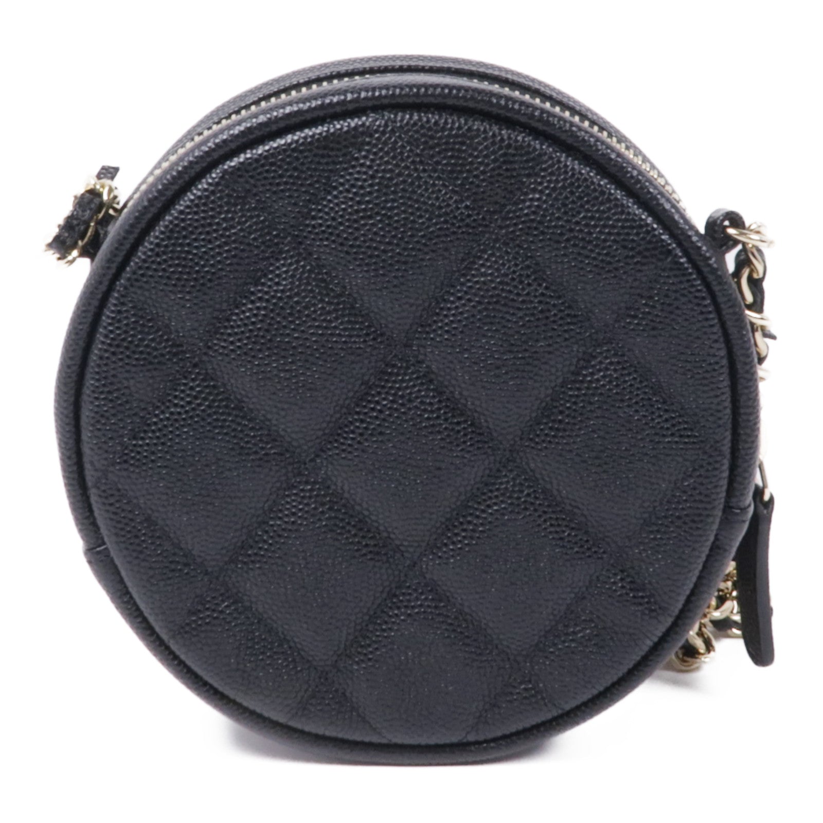 CHANEL 牛皮皮革Round Clutch With Chain金扣肩背袋