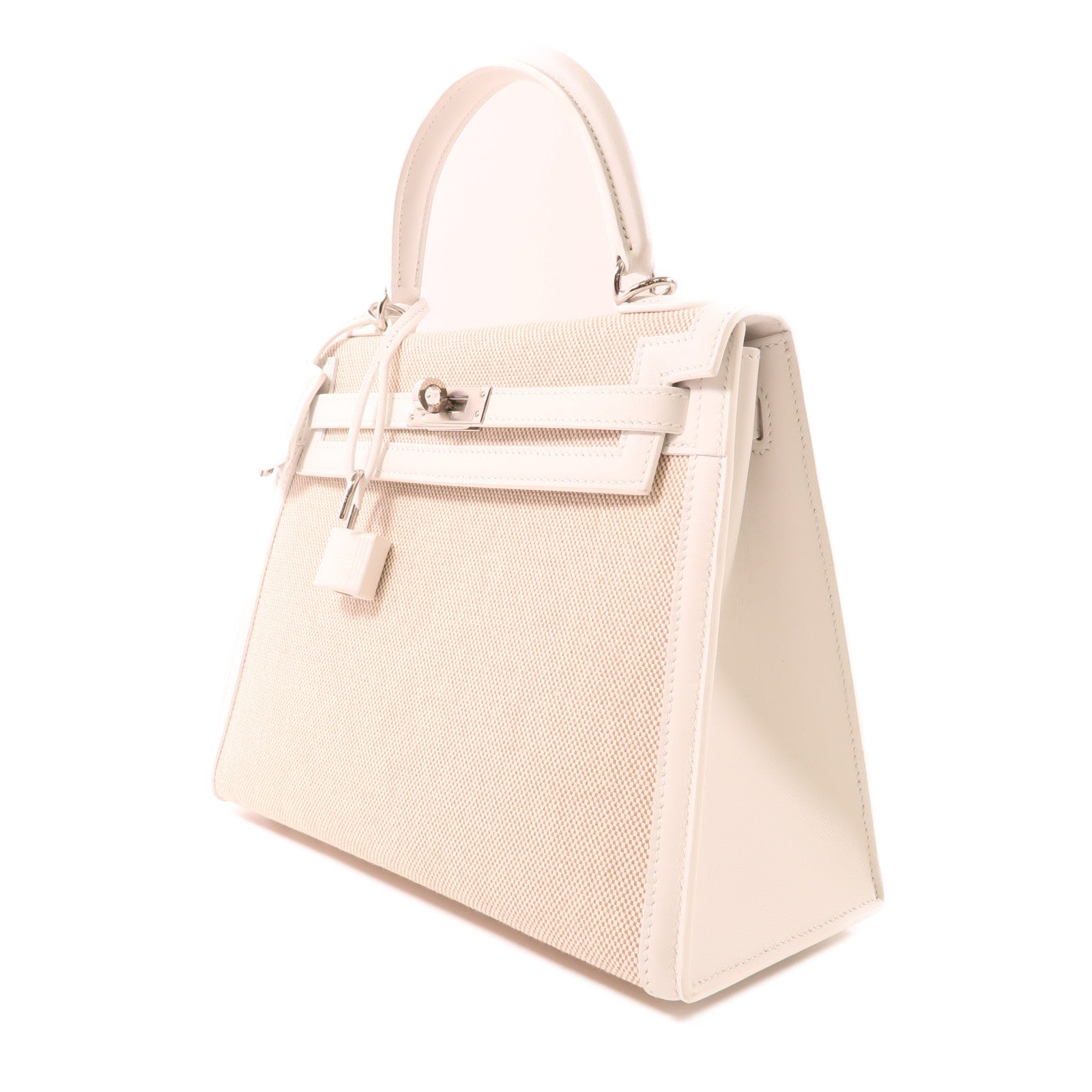 HERMES 【激減優惠】Swift皮革/Toiletry帆布Kelly 25銀扣手挽肩