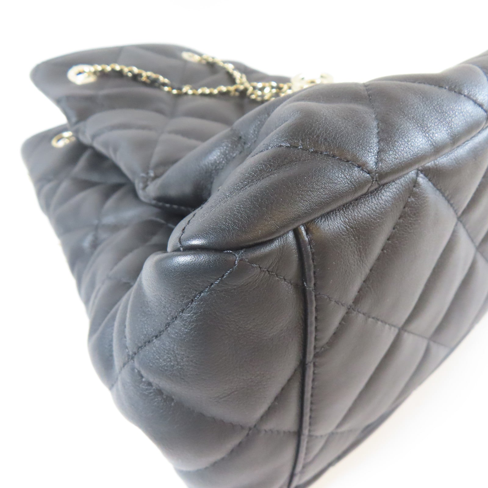 CHANEL 【激減優惠】菱格皮革Chain Shoulder金扣鏈帶肩背袋黑色