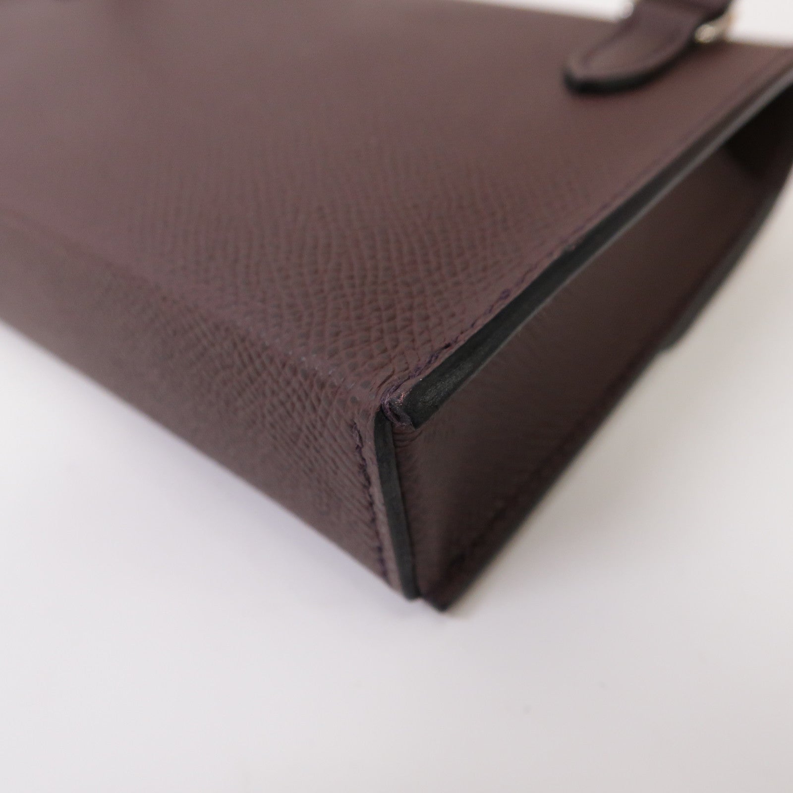 HERMES Epsom皮革Hermesnap Wallet銀扣肩背袋Rouge Sellier馬鞍紅色