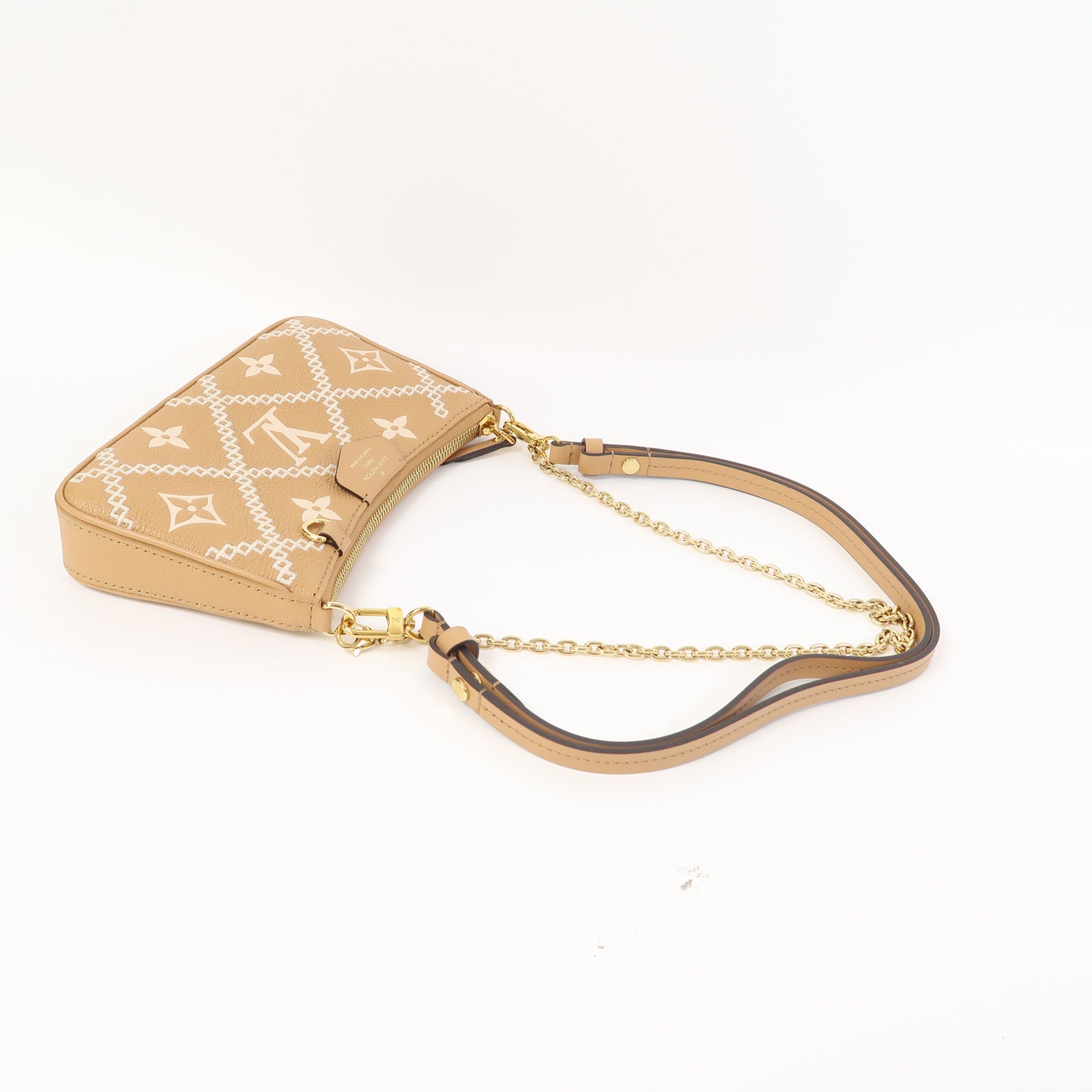 LOUIS VUITTON Monogram Empreinte Easy Pouch On Strap金扣肩背袋米色