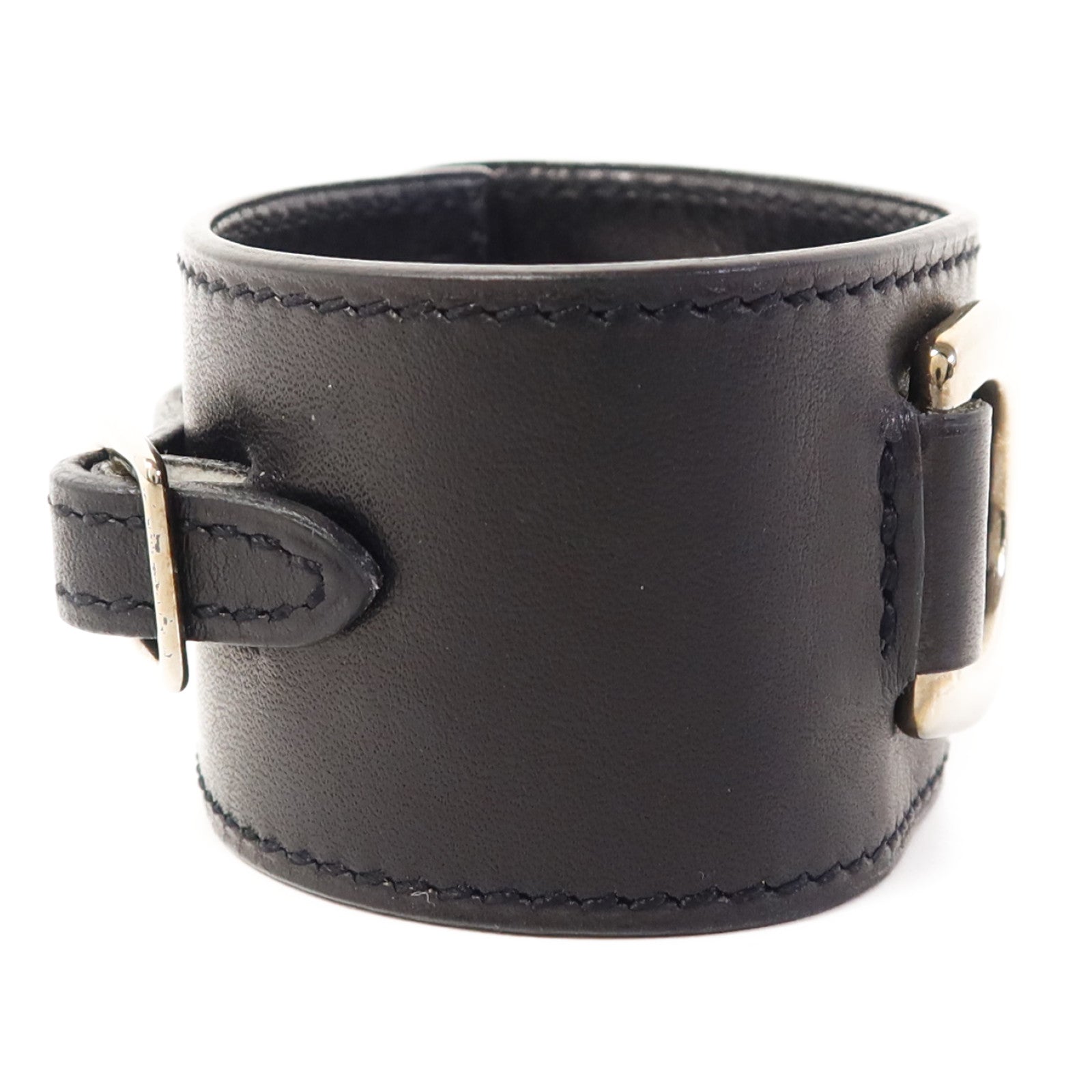 HERMES 皮革Bangle銀扣手鐲