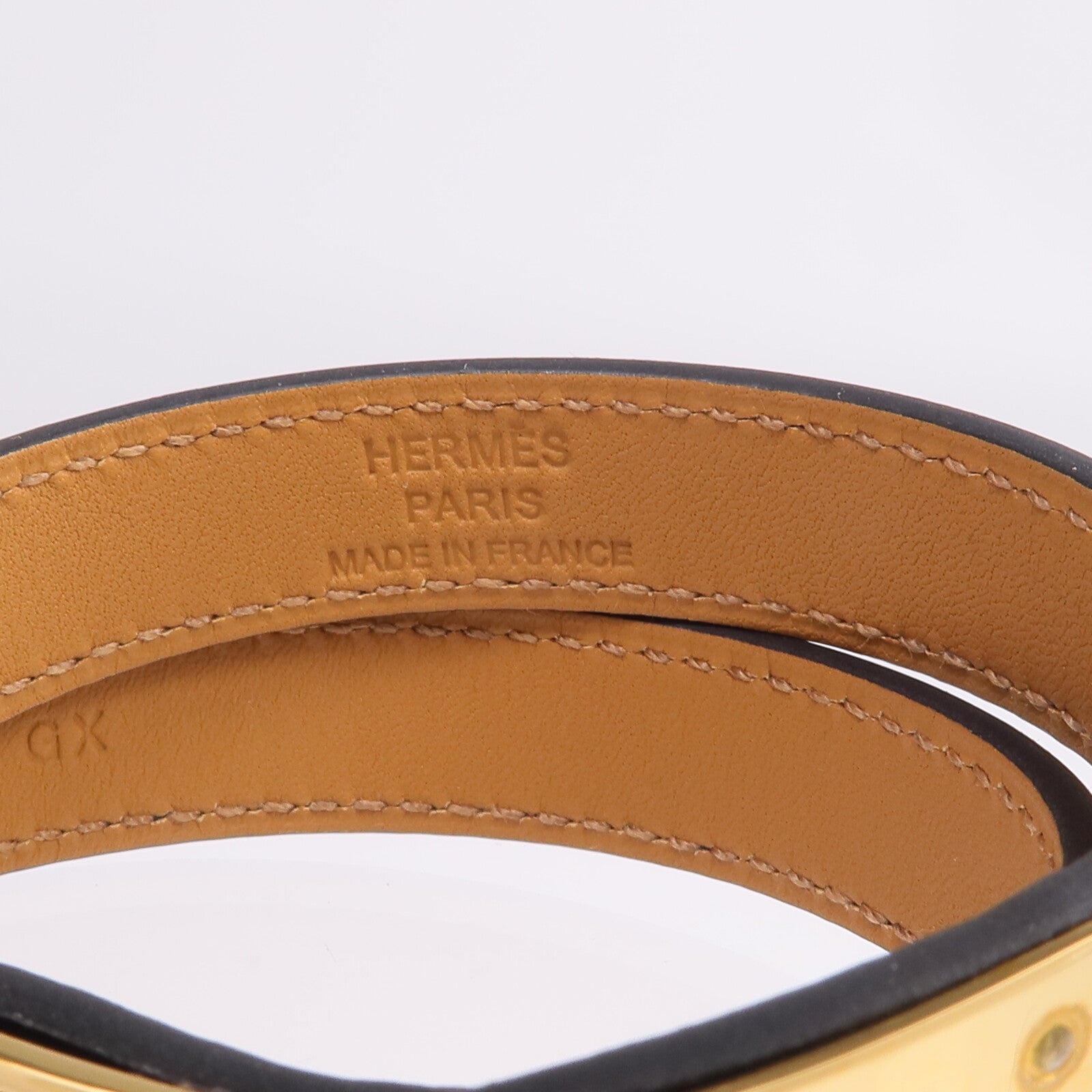 HERMES Box Calf皮革Kelly Double Tour金扣手鏈Noir