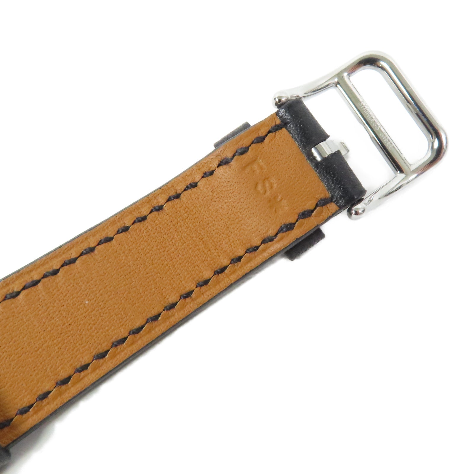 HERMES Heure H Watch 不鏽鋼/Swift皮革手錶石英機芯Noir/黑色