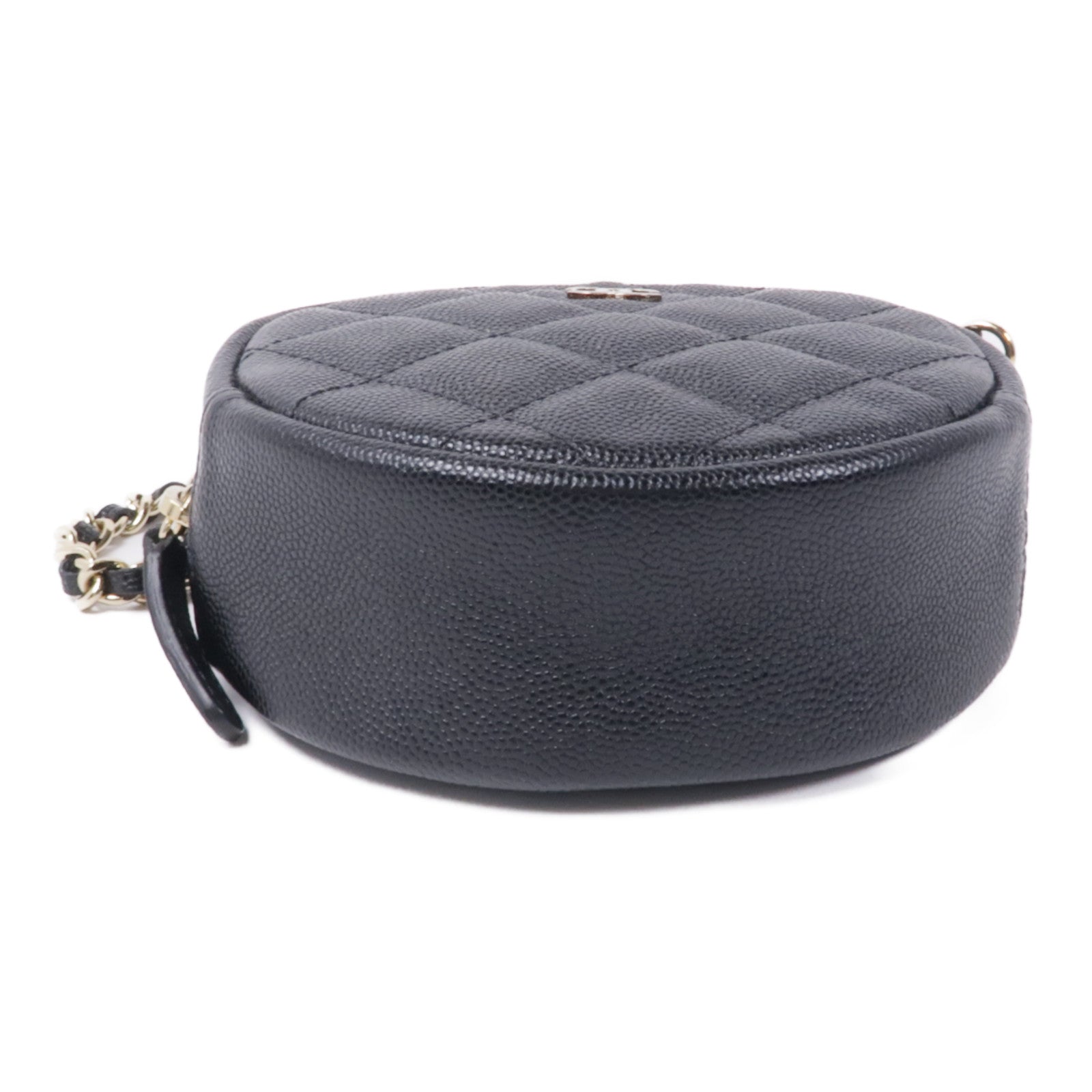 CHANEL 牛皮皮革Round Clutch With Chain金扣肩背袋
