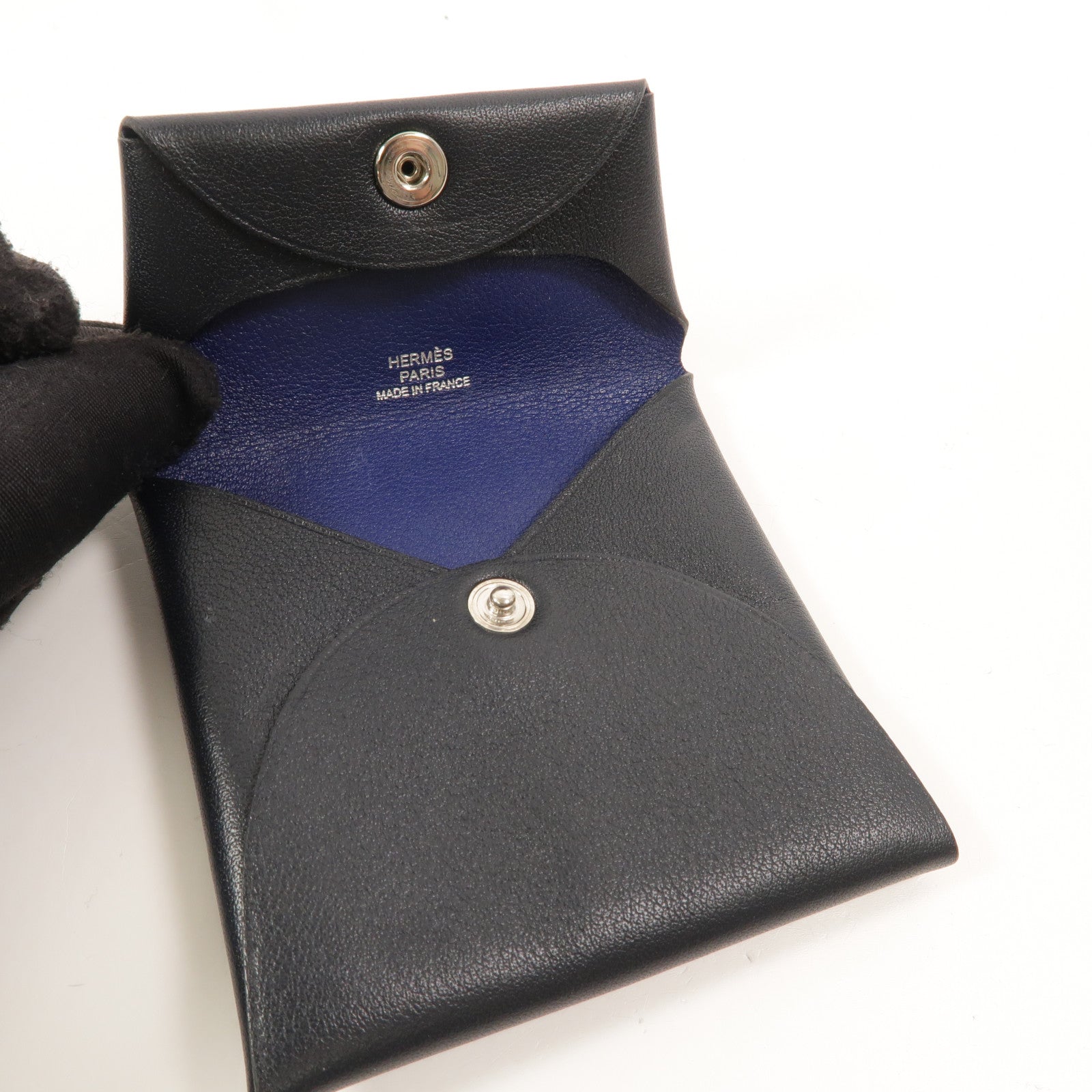 HERMES Swift皮革Bastia零錢包Noir