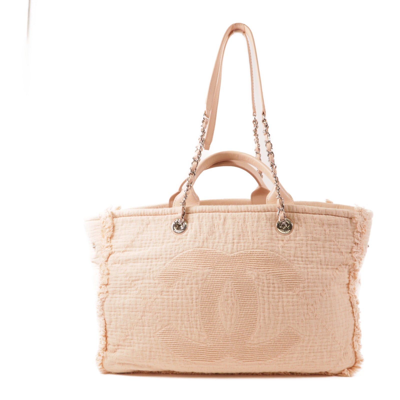 CHANEL 帆布Totebag銀扣手挽肩背兩用袋