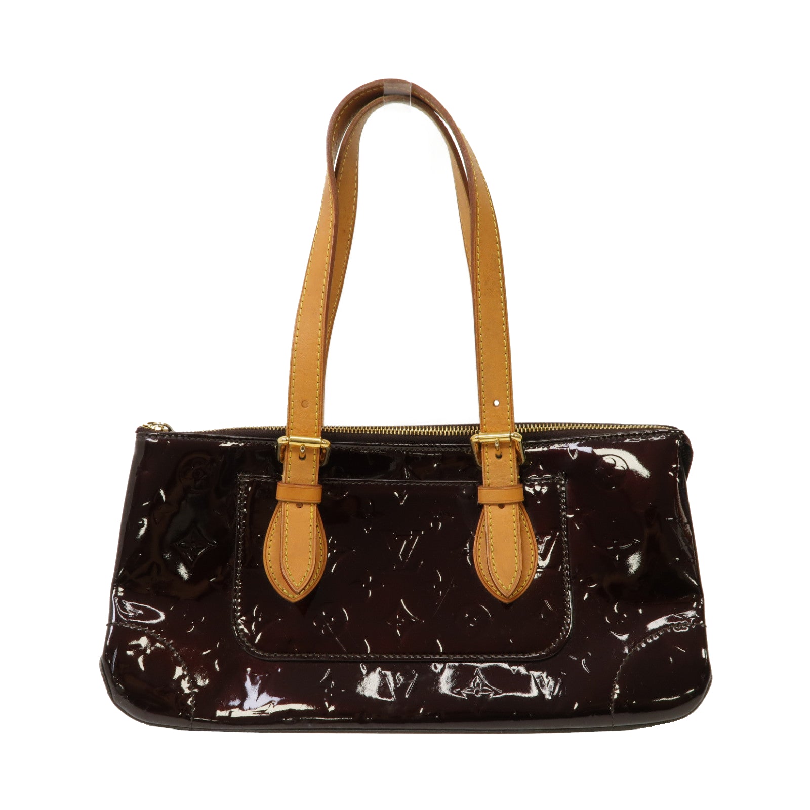LOUIS VUITTON Monogram Vernis Rosewood Avenue金扣肩背袋酒紅色