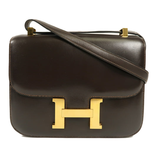 HERMES Box Calf皮革Constance 23金扣肩背袋
