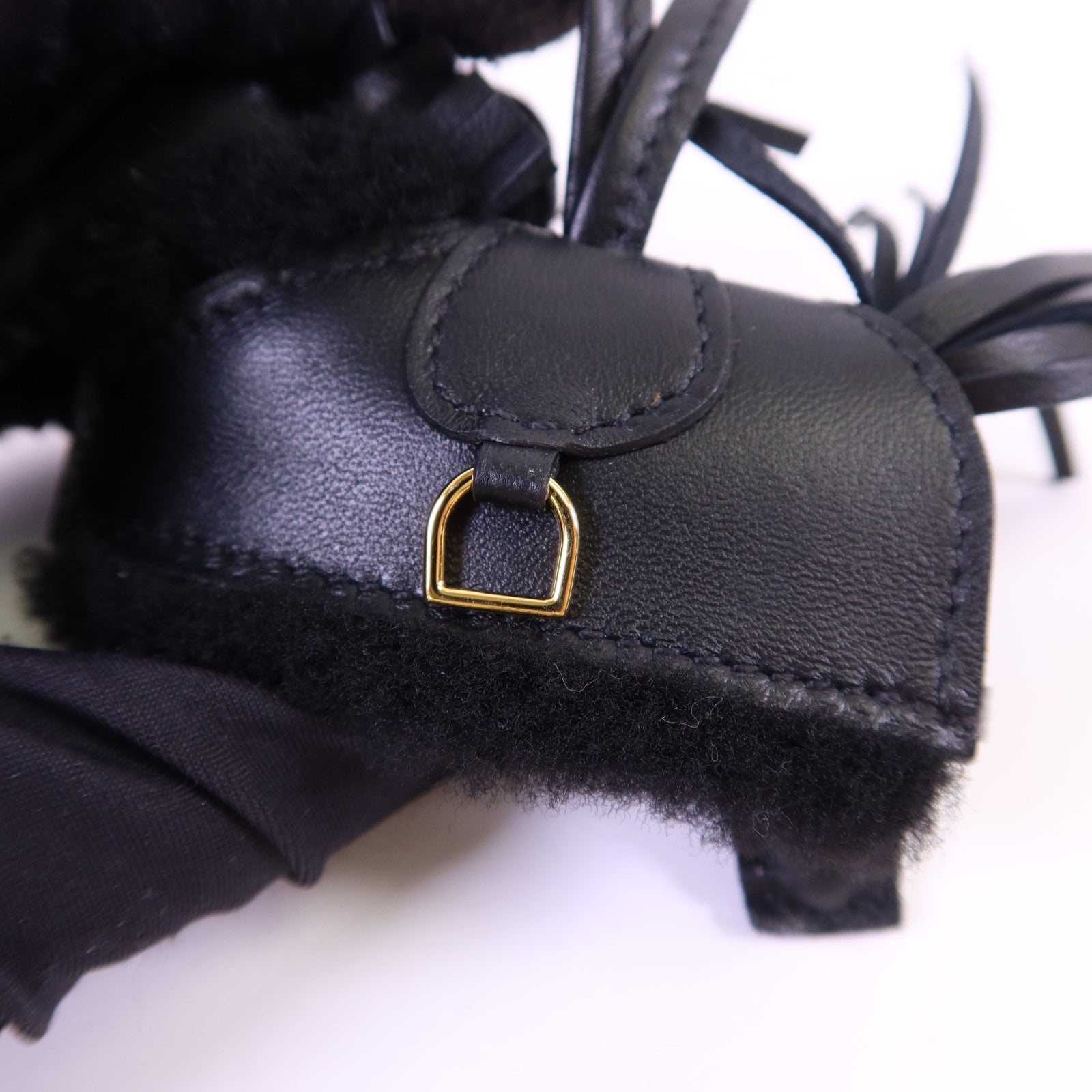HERMES Milo皮革/羊毛Robeo Plush PM金扣掛飾