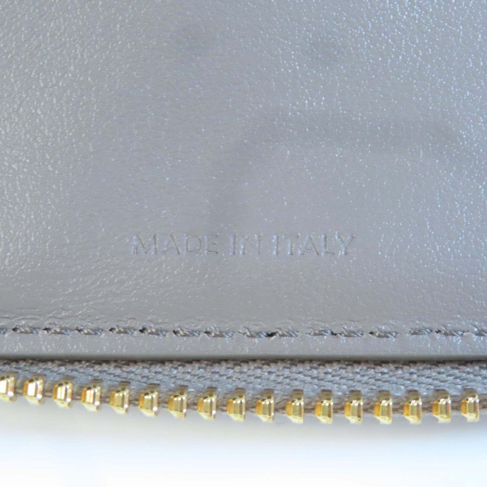 CELINE 牛皮皮革Small Zipped Wallet金扣錢包灰色