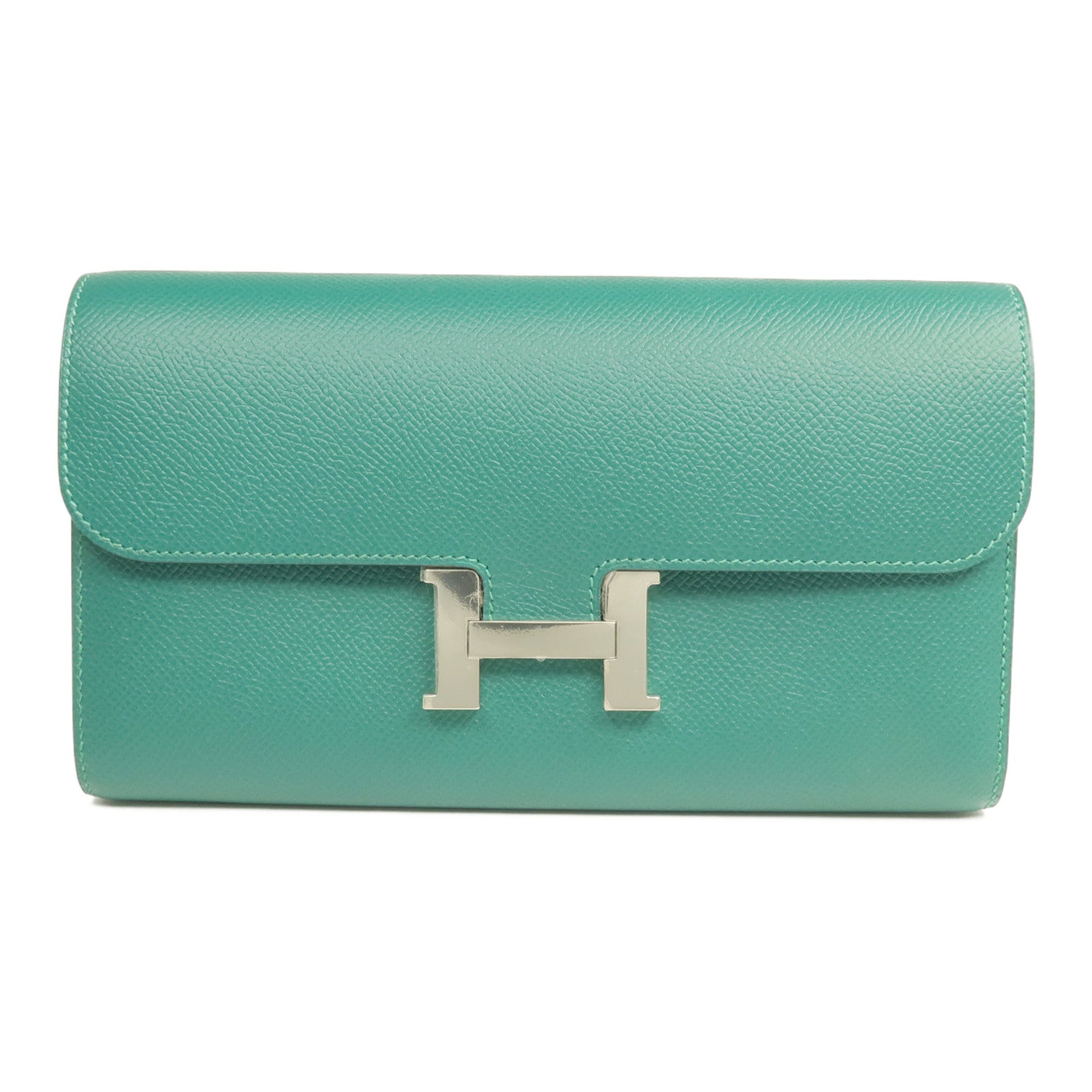 HERMES 【激減優惠】Epsom皮革Constance Wallet銀扣長錢包Malachite