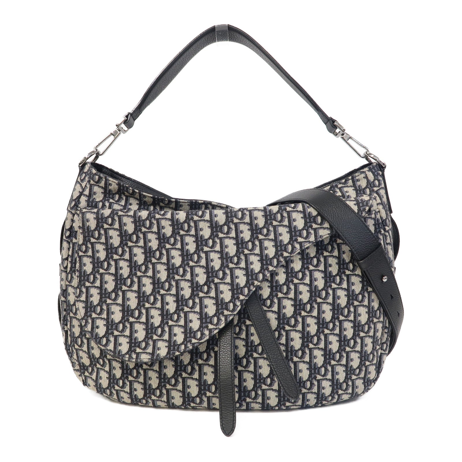 Dior 帆布Saddle Shoulder Bag銀扣肩背袋藍色