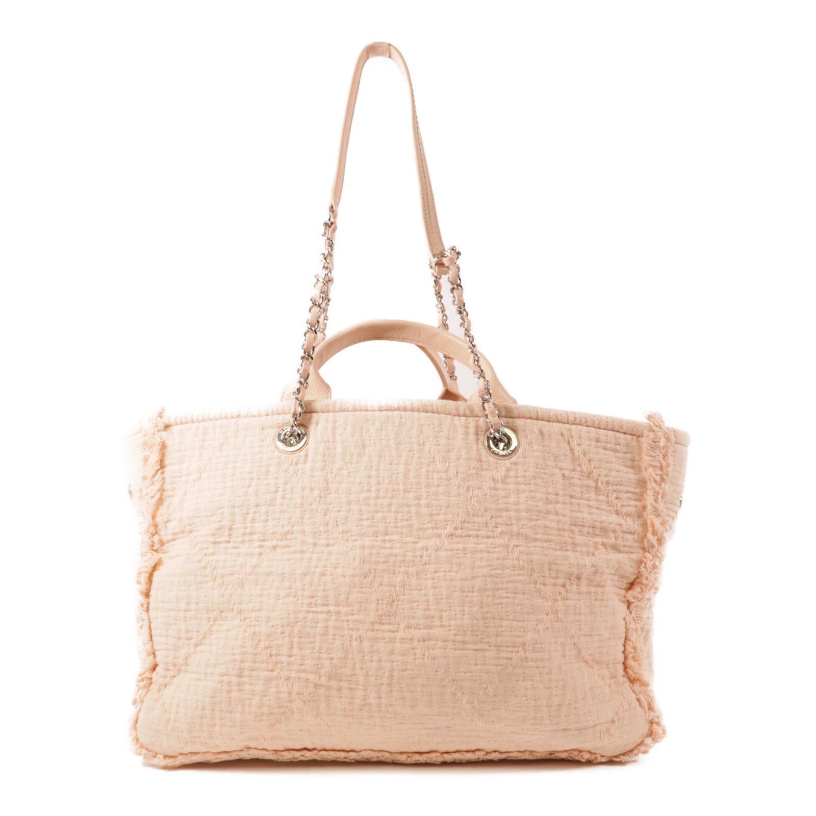 CHANEL 帆布Totebag銀扣手挽肩背兩用袋