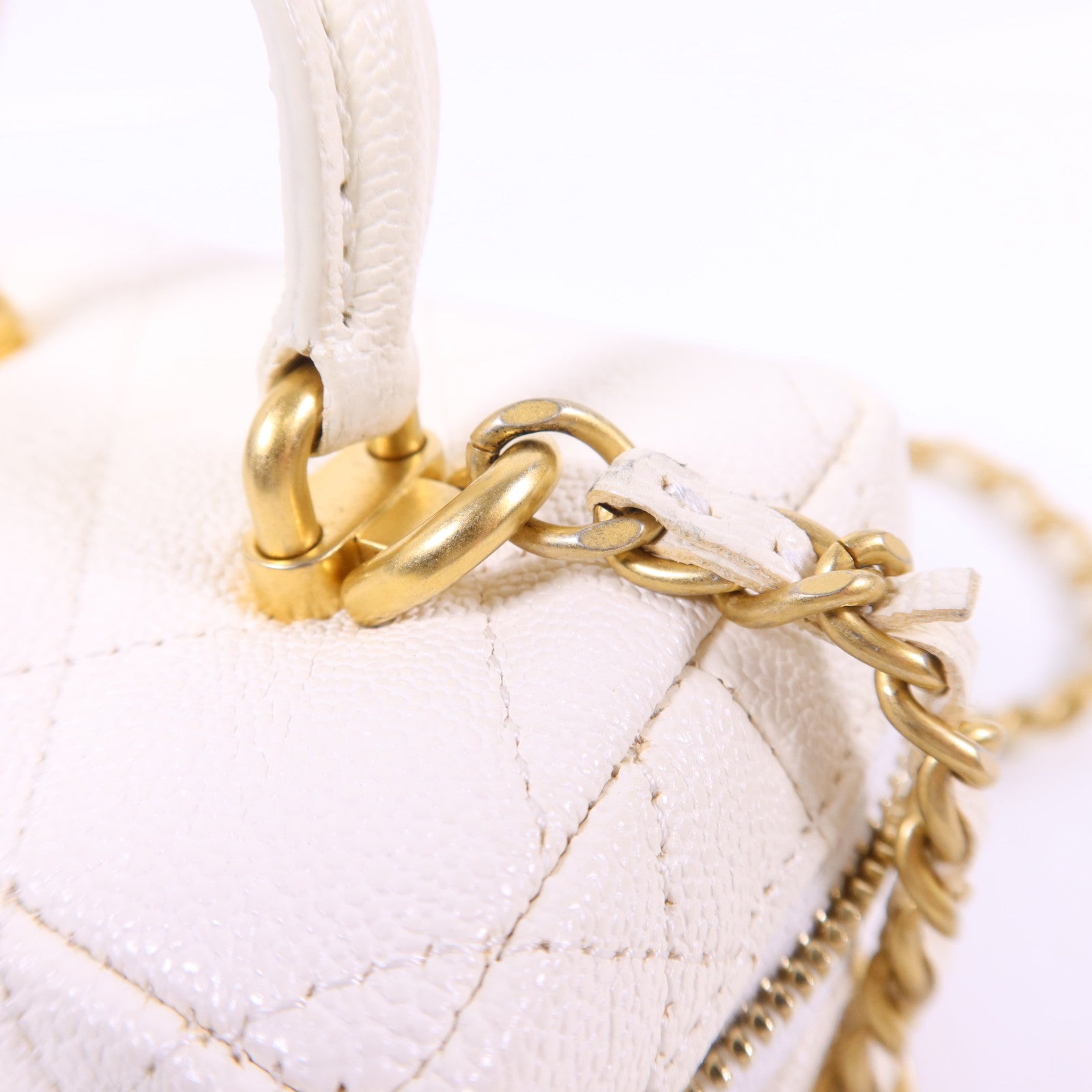 CHANEL 牛皮皮革Mini Chain Shoulder金扣手挽肩背兩用袋