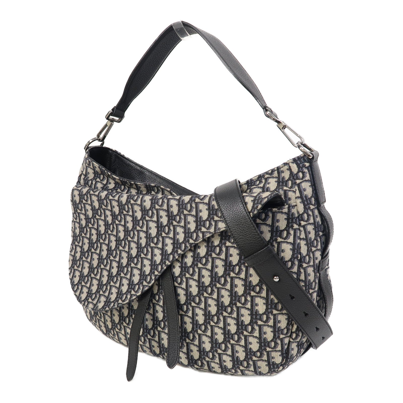 Dior 帆布Saddle Shoulder Bag銀扣肩背袋藍色