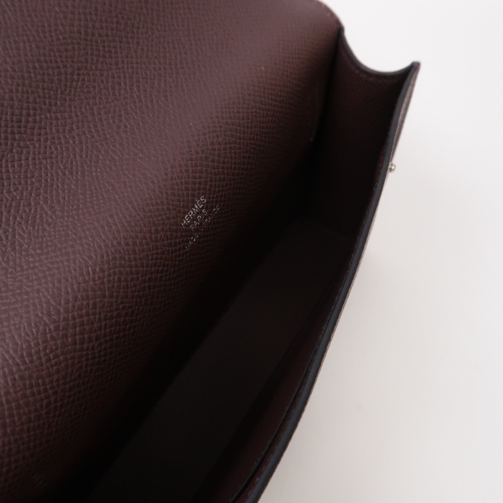 HERMES Epsom皮革Hermesnap Wallet銀扣肩背袋Rouge Sellier馬鞍紅色