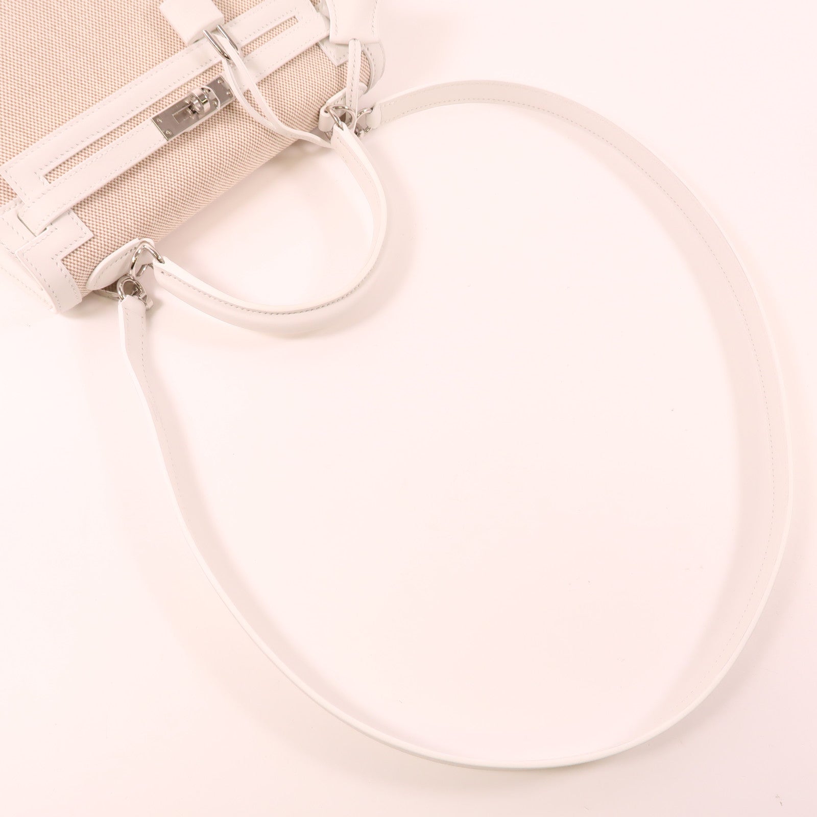 HERMES 【激減優惠】Swift皮革/Toiletry帆布Kelly 25銀扣手挽肩背兩用袋