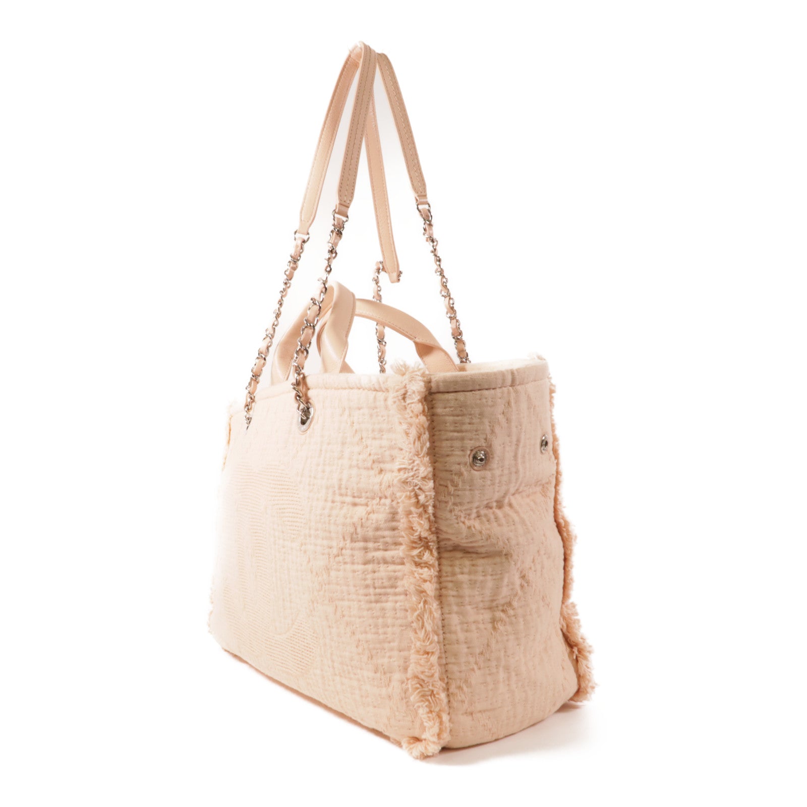 CHANEL 帆布Totebag銀扣手挽肩背兩用袋