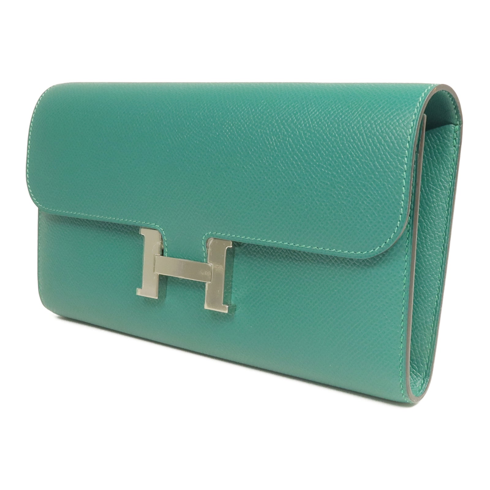 HERMES 【激減優惠】Epsom皮革Constance Wallet銀扣長錢包Malachite