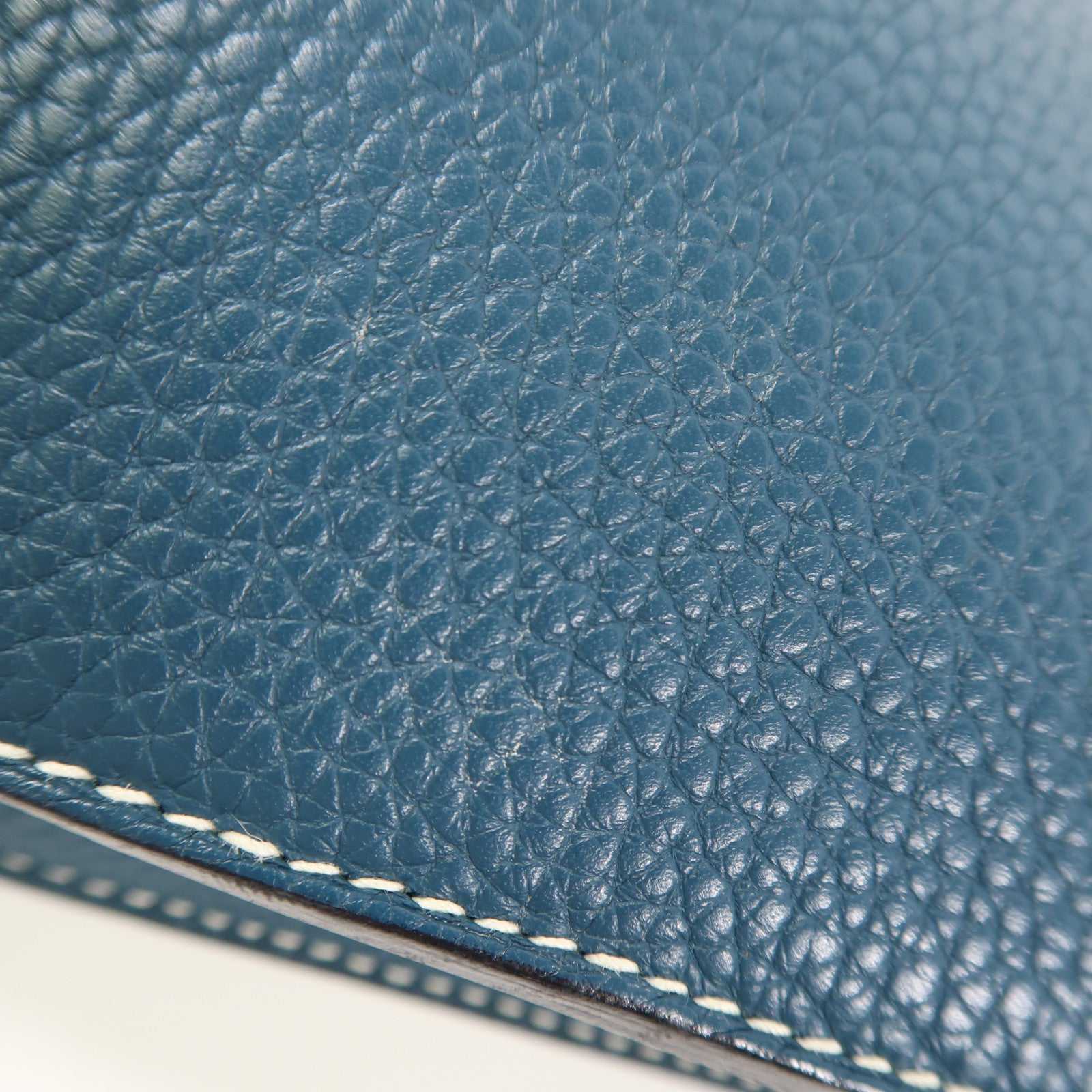 HERMES Clemence皮革Halzan 31銀扣手挽肩背兩用袋Bleu Ocean