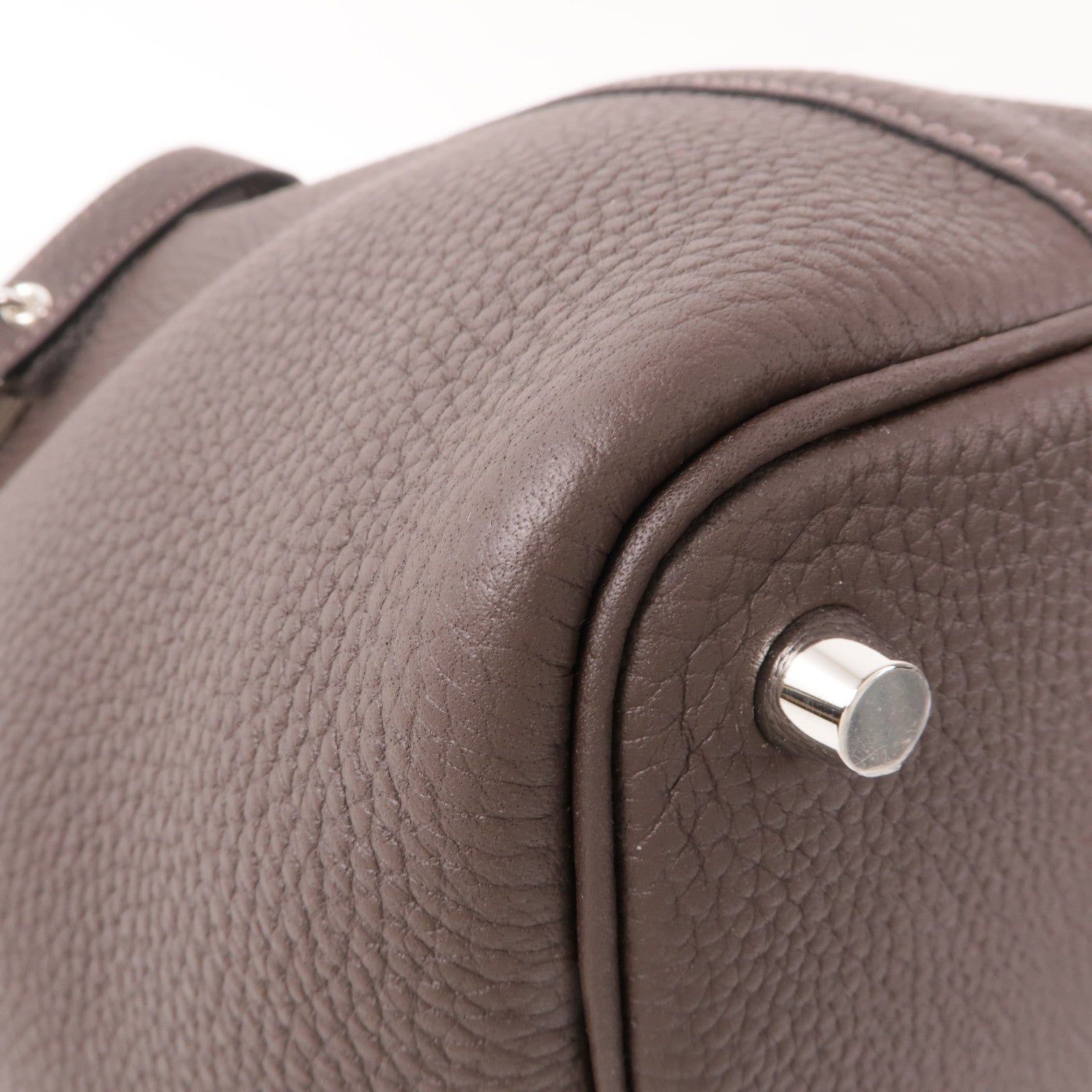 HERMES Clemence皮革Picotin PM手挽袋Macassar