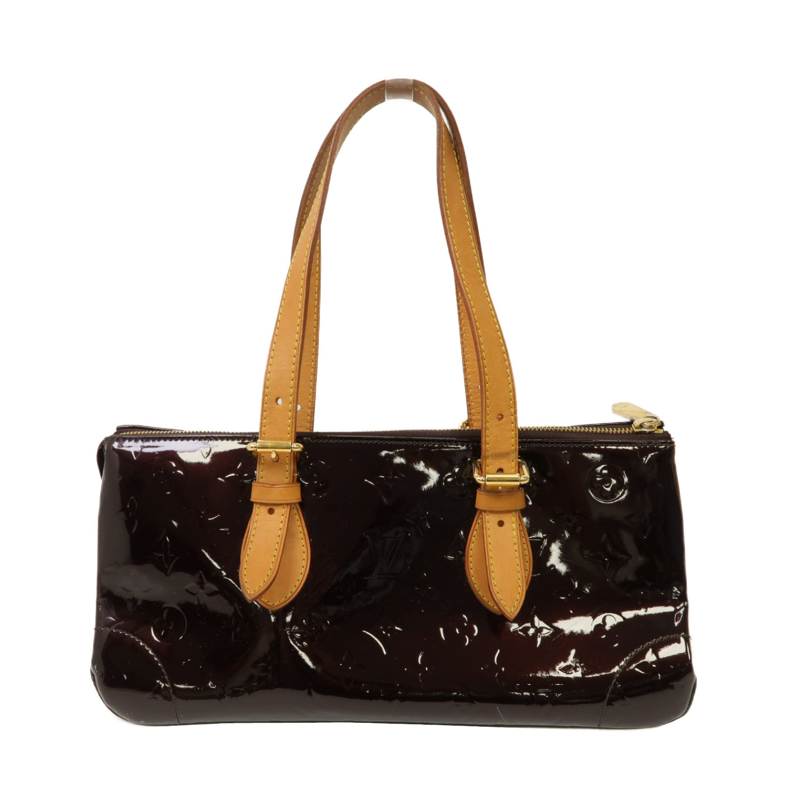 LOUIS VUITTON Monogram Vernis Rosewood Avenue金扣肩背袋酒紅色