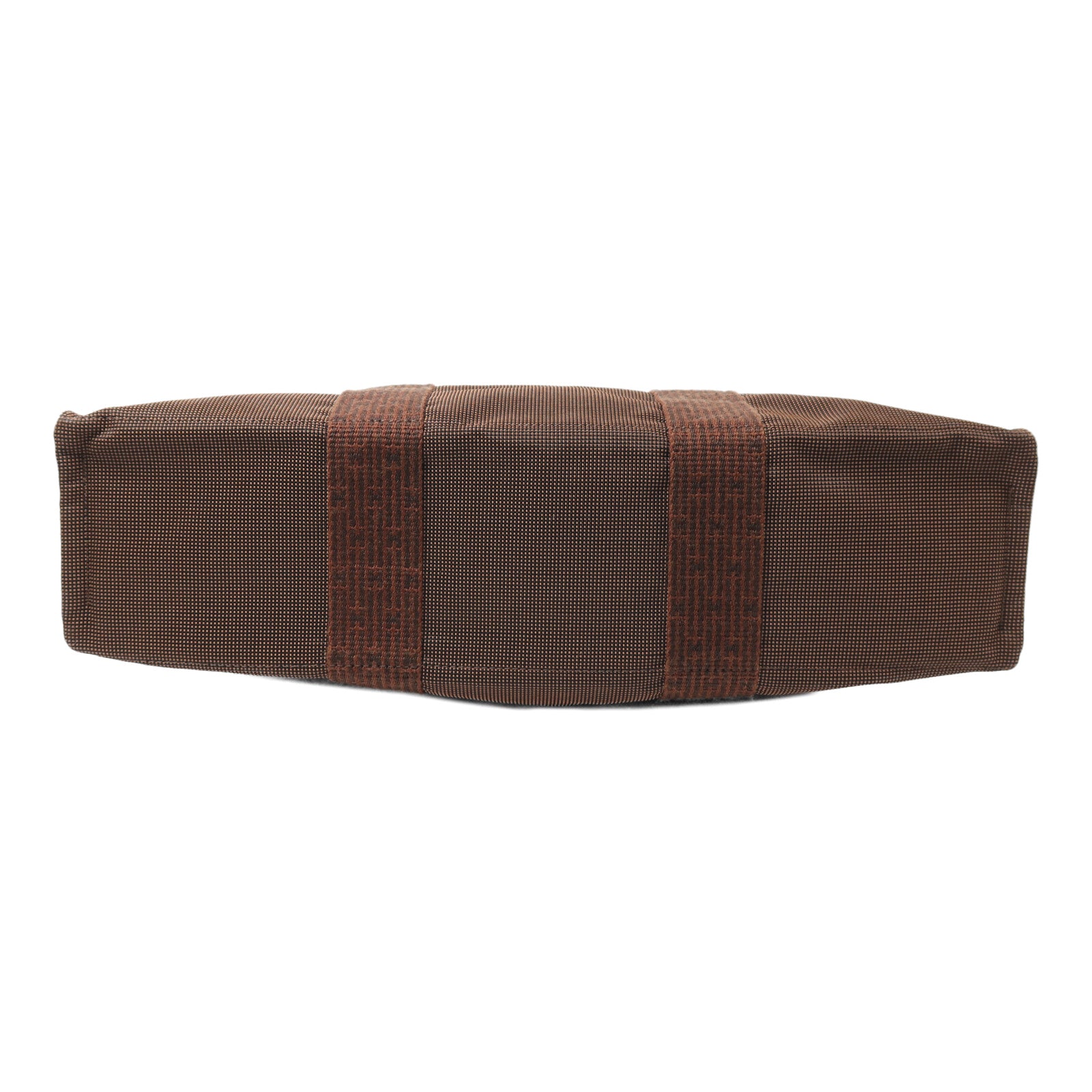 HERMES 帆布Her Line MM銀扣手挽袋Brown