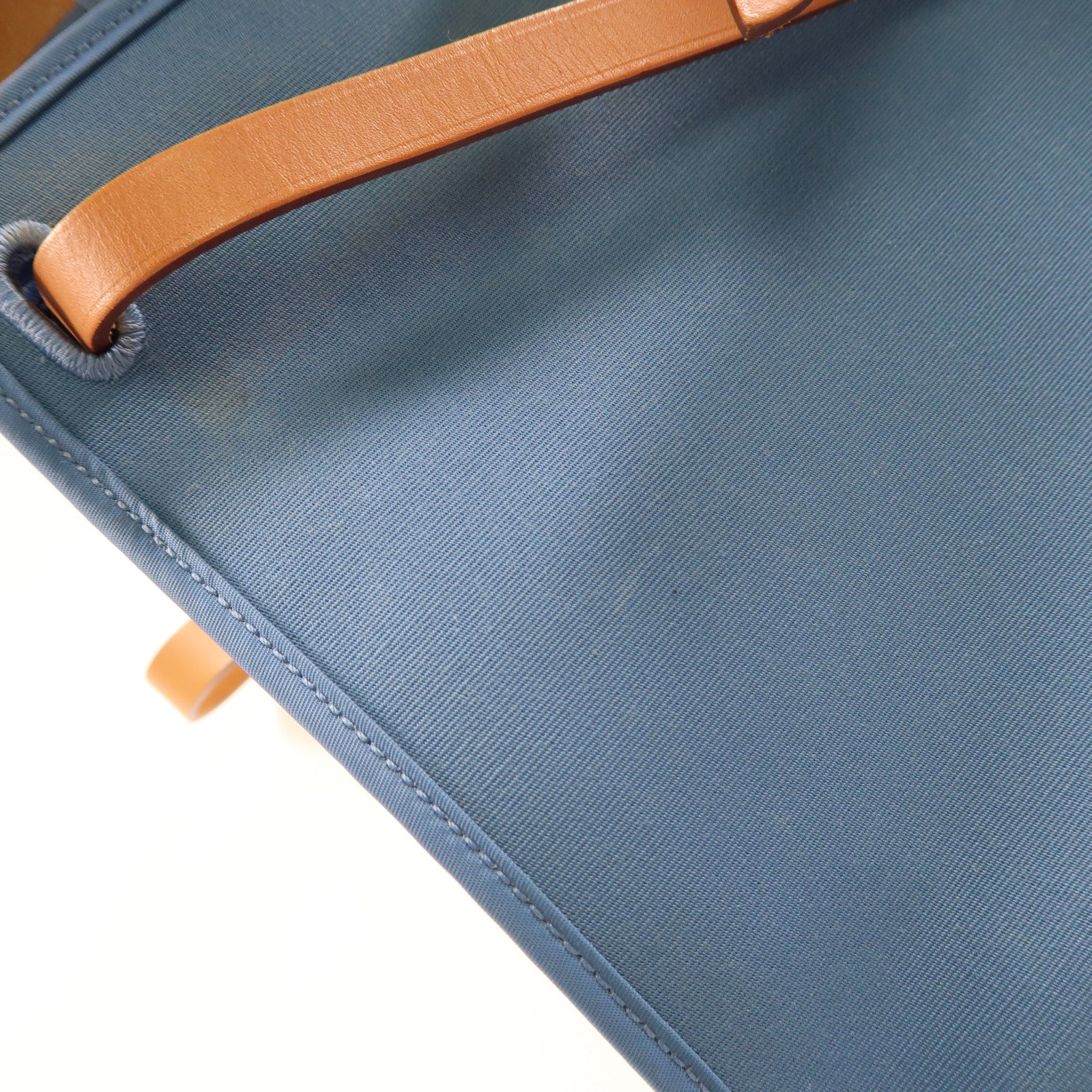 HERMES 帆布/皮革Herbag PM銀扣手挽肩背兩用J7 Bleu Lin/灰水藍