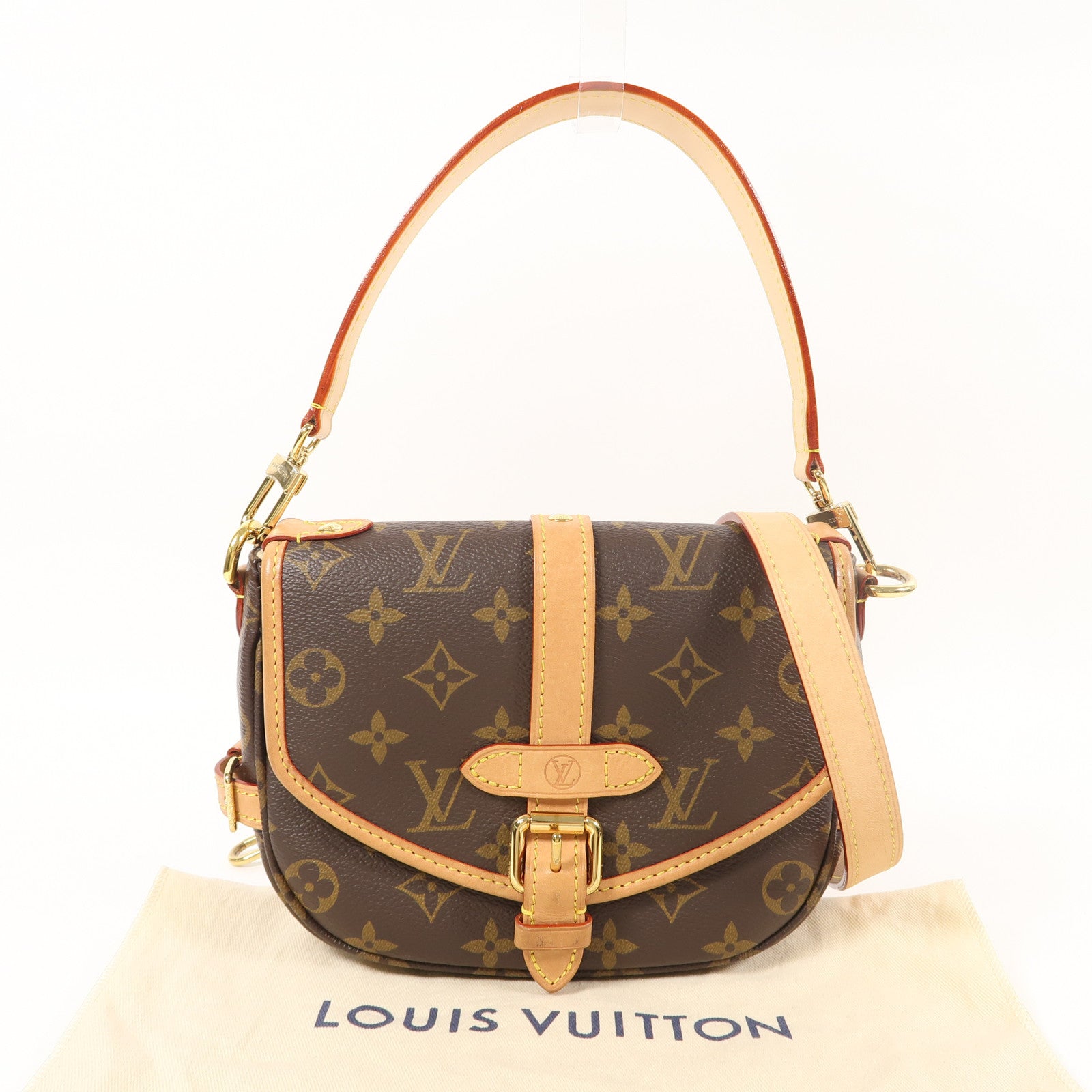 LOUIS VUITTON Monogram Saumur BB金扣手挽肩背兩用袋啡色