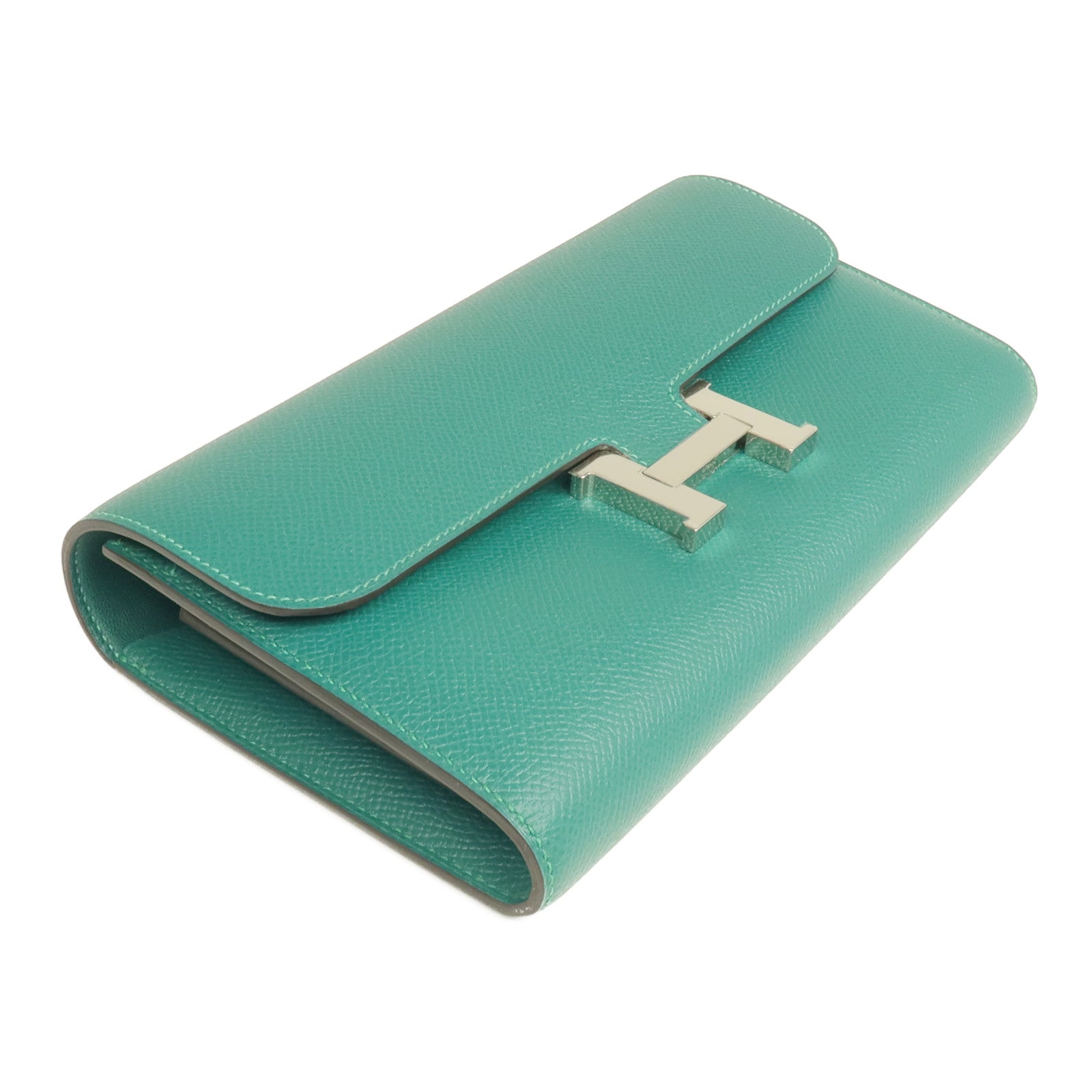 HERMES 【激減優惠】Epsom皮革Constance Wallet銀扣長錢包Malachite